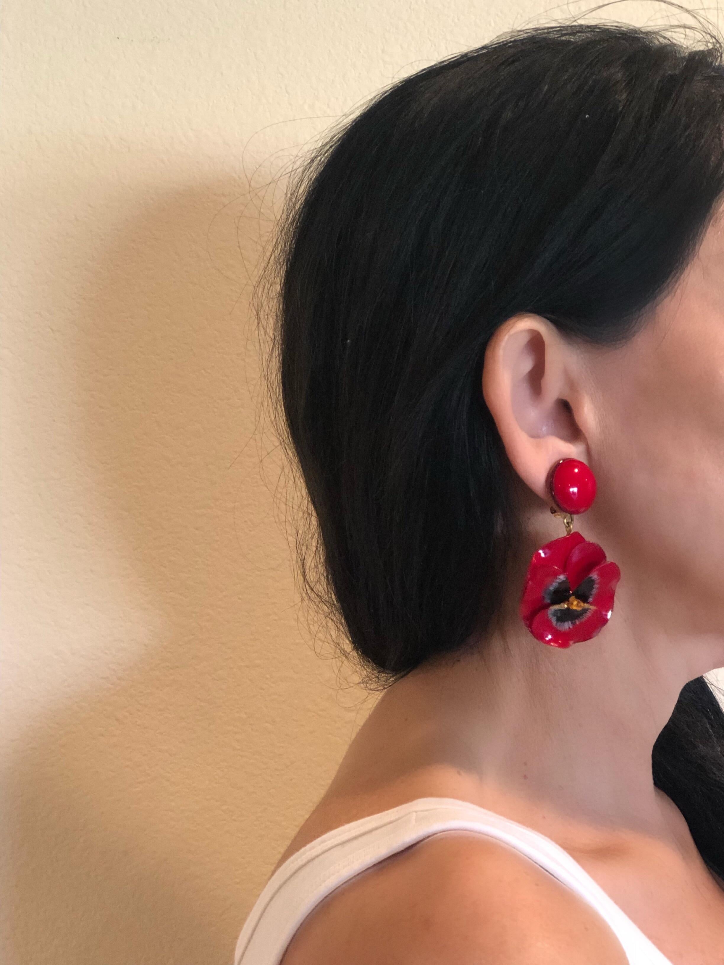 red and black statement earrings