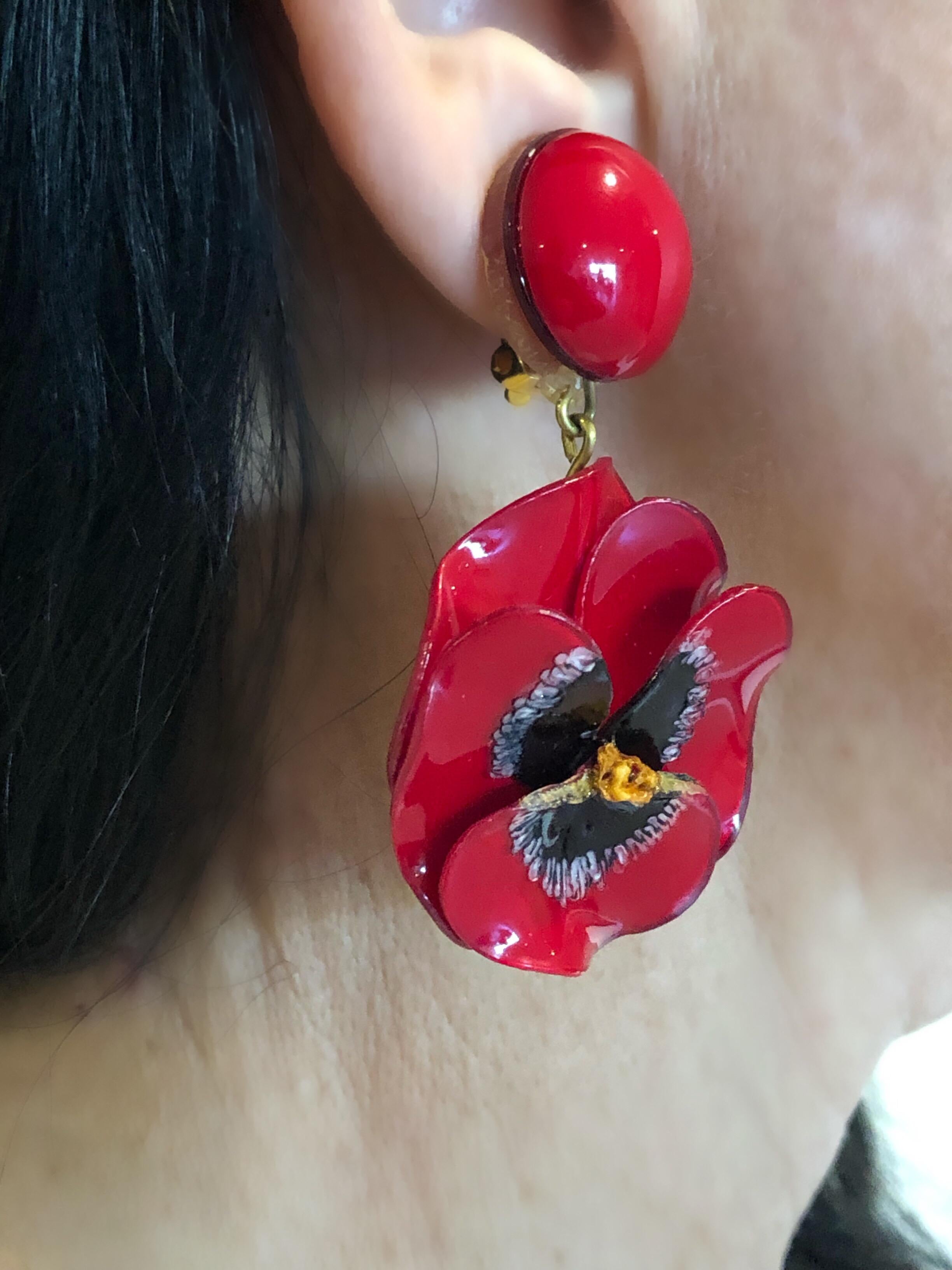 black and red stud earrings