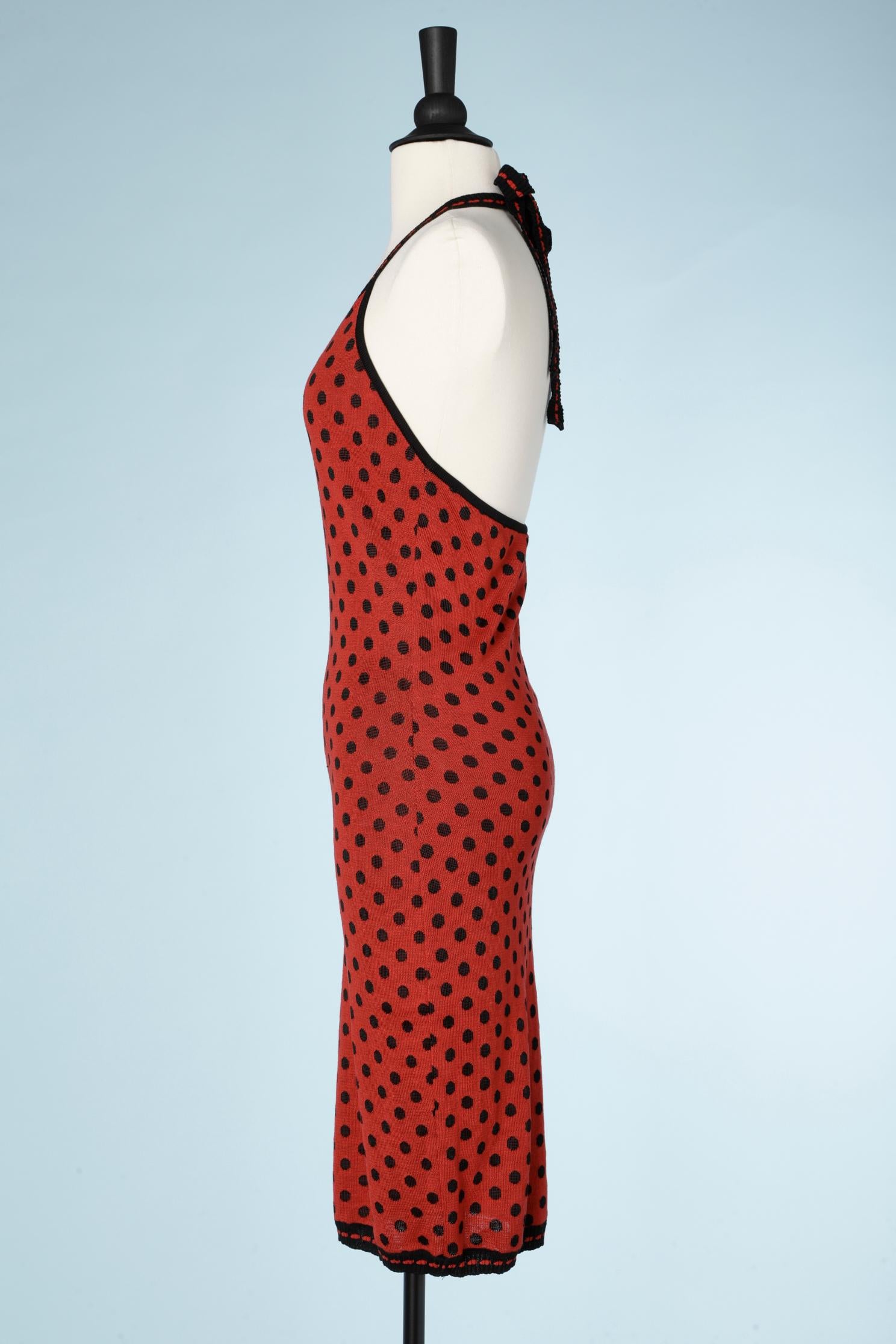 Vestido sin espalda de punto de lunares rojos y negros Ungaro TER en Excelente estado para la venta en Saint-Ouen-Sur-Seine, FR