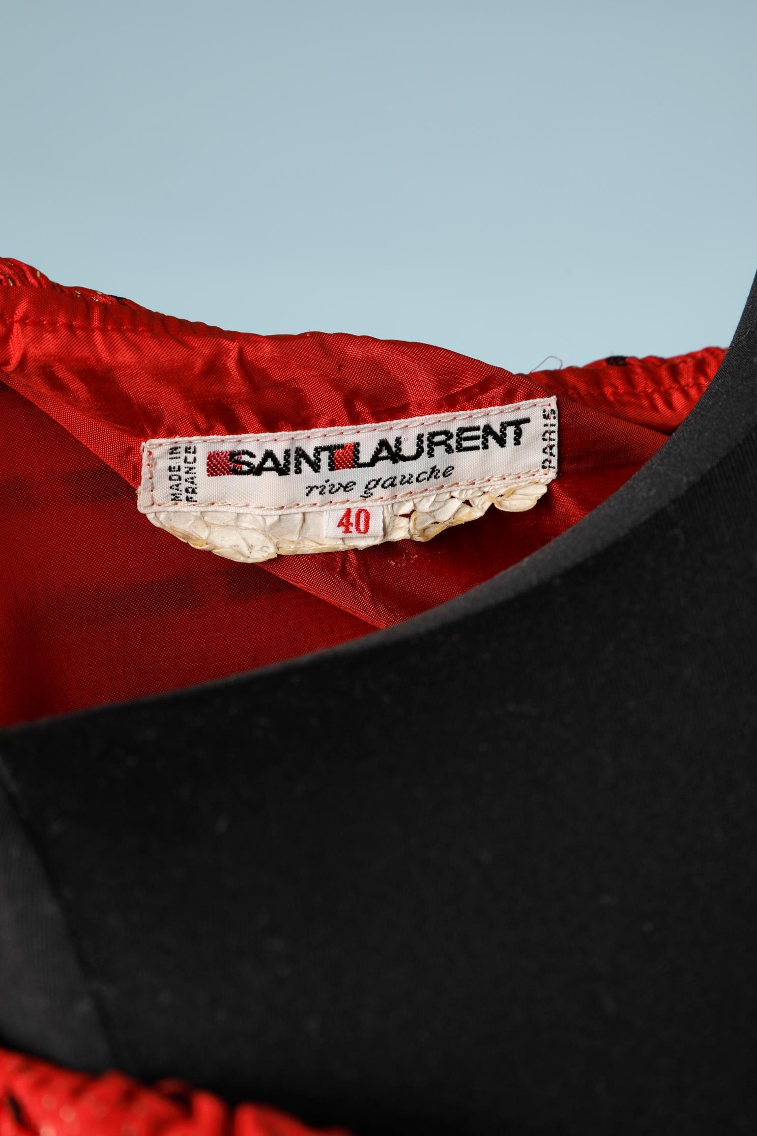 Saint Laurent Rive Gauche - Robe à pois rouge et noir, circa 1980 en vente 9