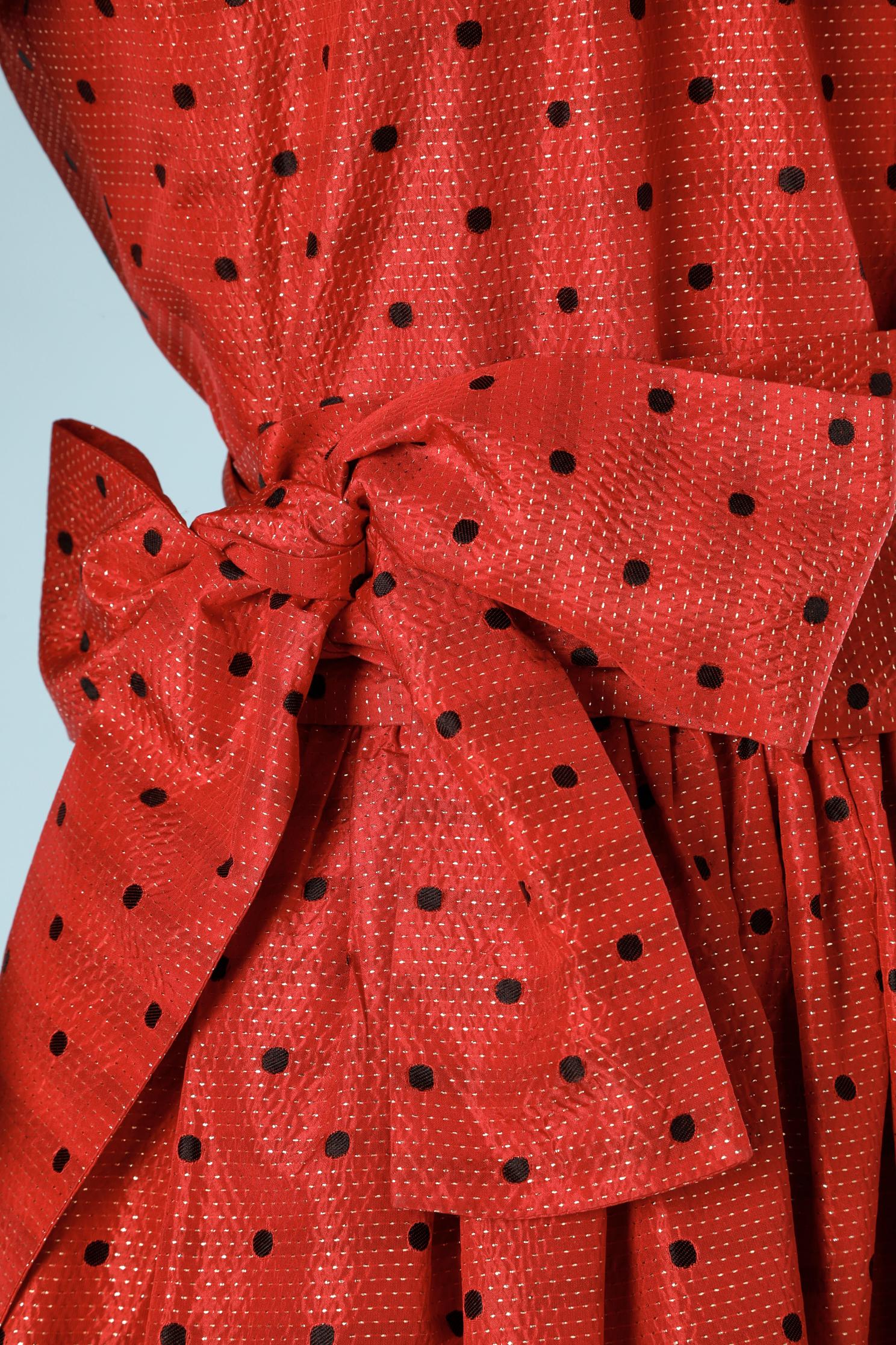 Saint Laurent Rive Gauche - Robe à pois rouge et noir, circa 1980 Excellent état - En vente à Saint-Ouen-Sur-Seine, FR