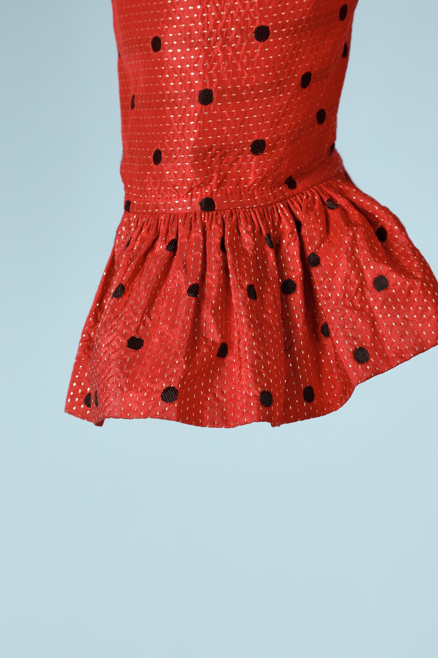 Red and black polka-dots dress Circa 1980 Saint Laurent Rive Gauche  For Sale 1