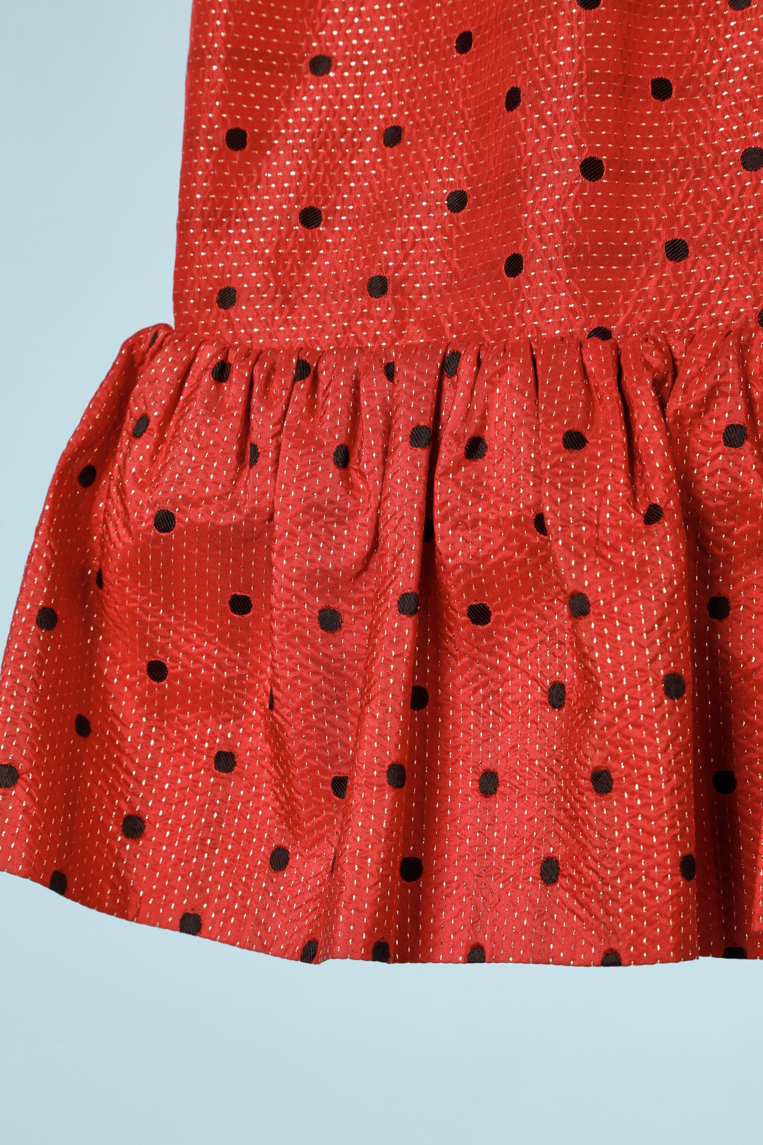 Saint Laurent Rive Gauche - Robe à pois rouge et noir, circa 1980 en vente 1