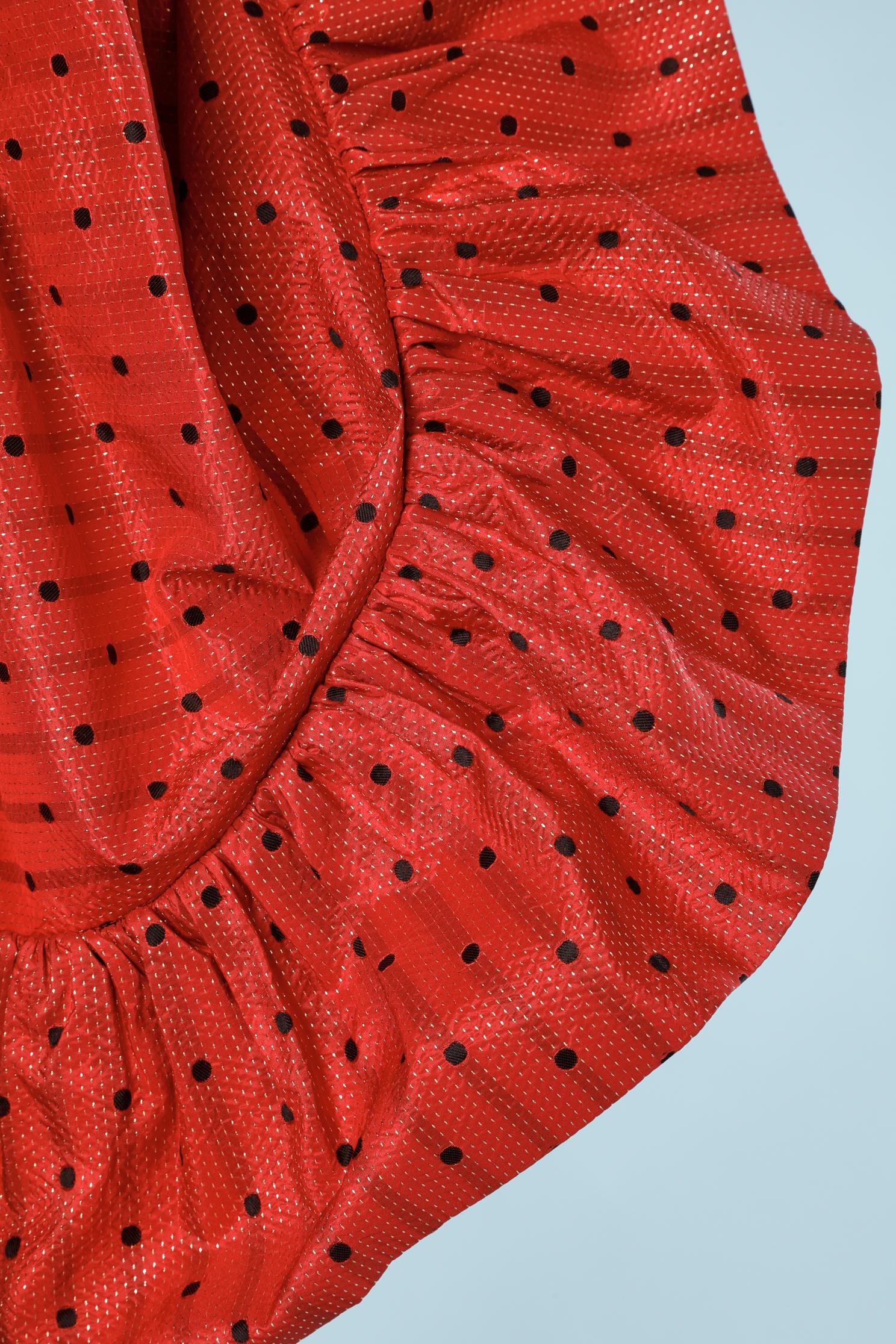 Red and black polka-dots dress Circa 1980 Saint Laurent Rive Gauche  For Sale 3