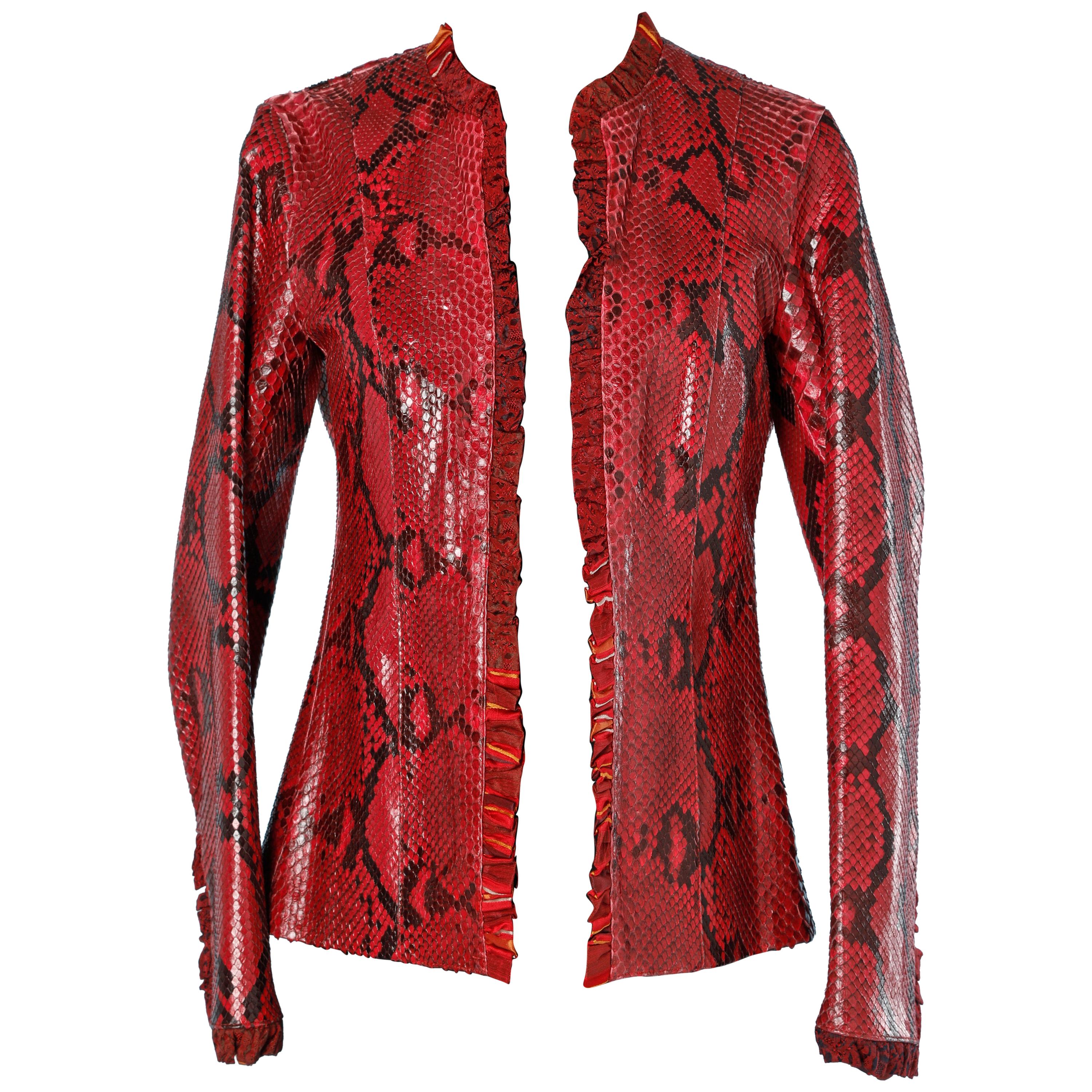 Red and black python jacket Shiro For Sale
