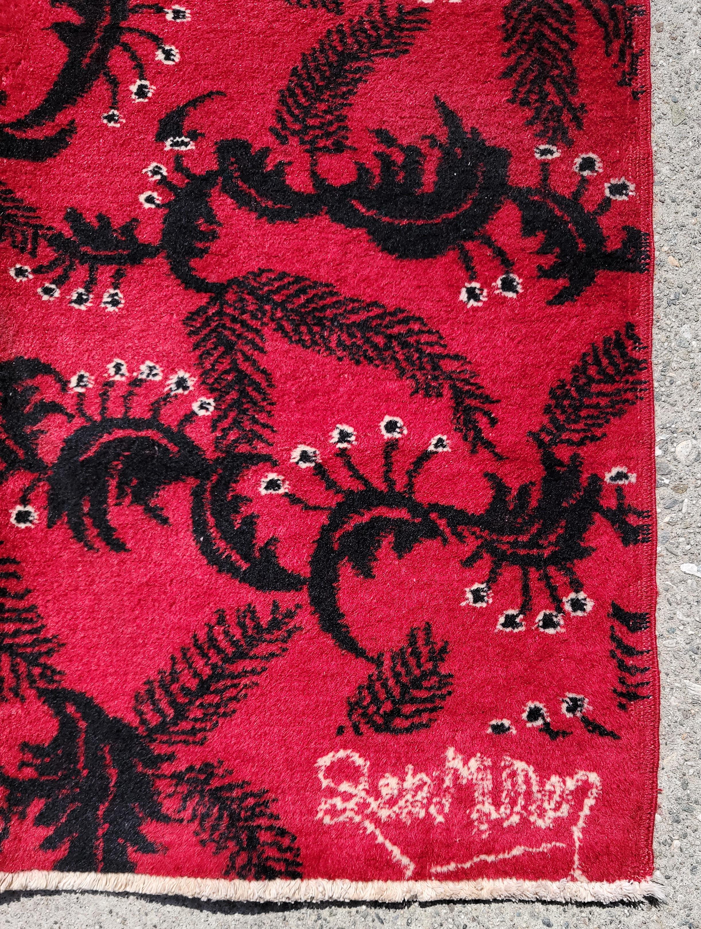 Red and Black Signed Zeki Muren Rug In Good Condition For Sale In Pasadena, CA