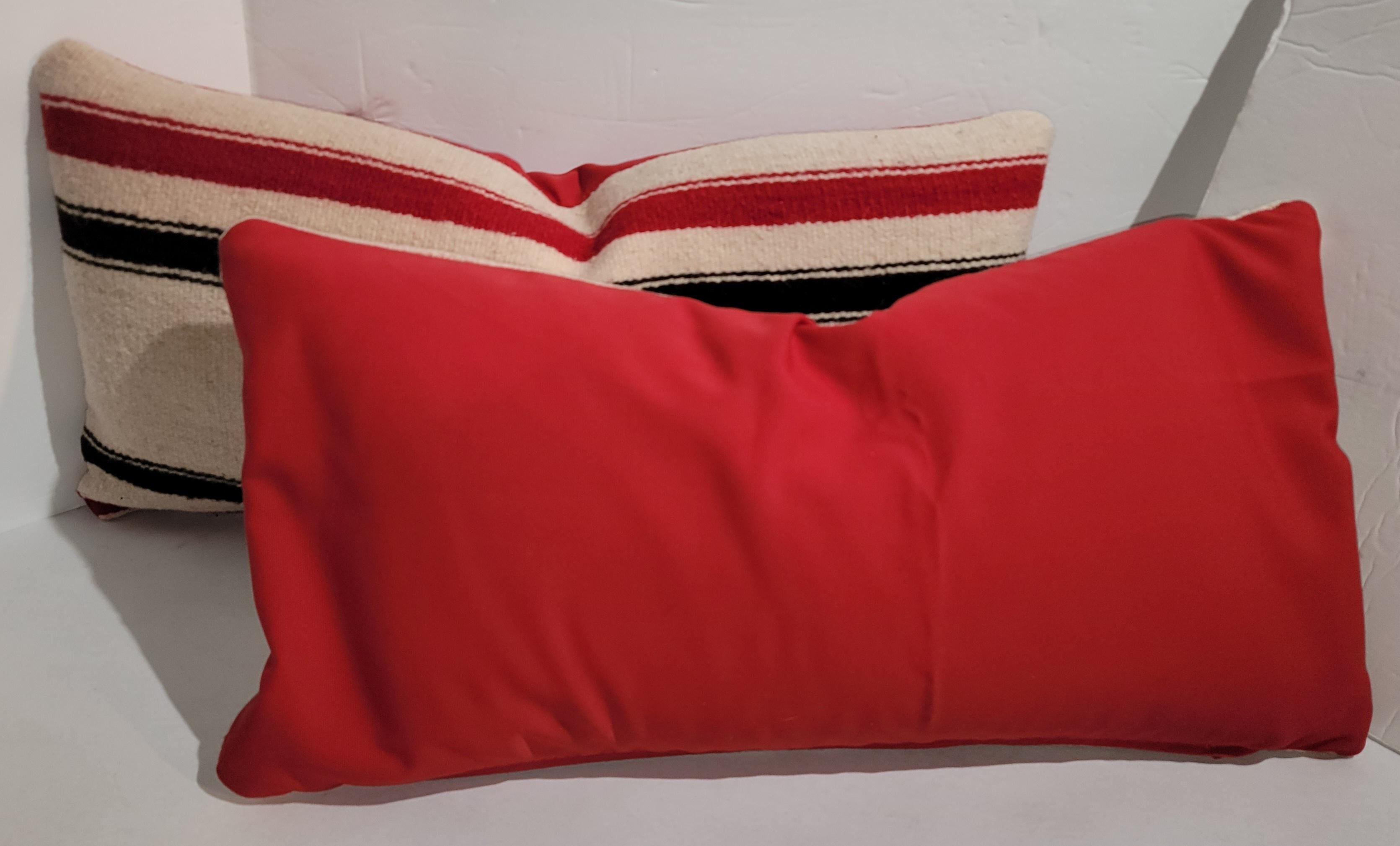 Adirondack Red And Black Stripe Saddle Blanket Pillows For Sale