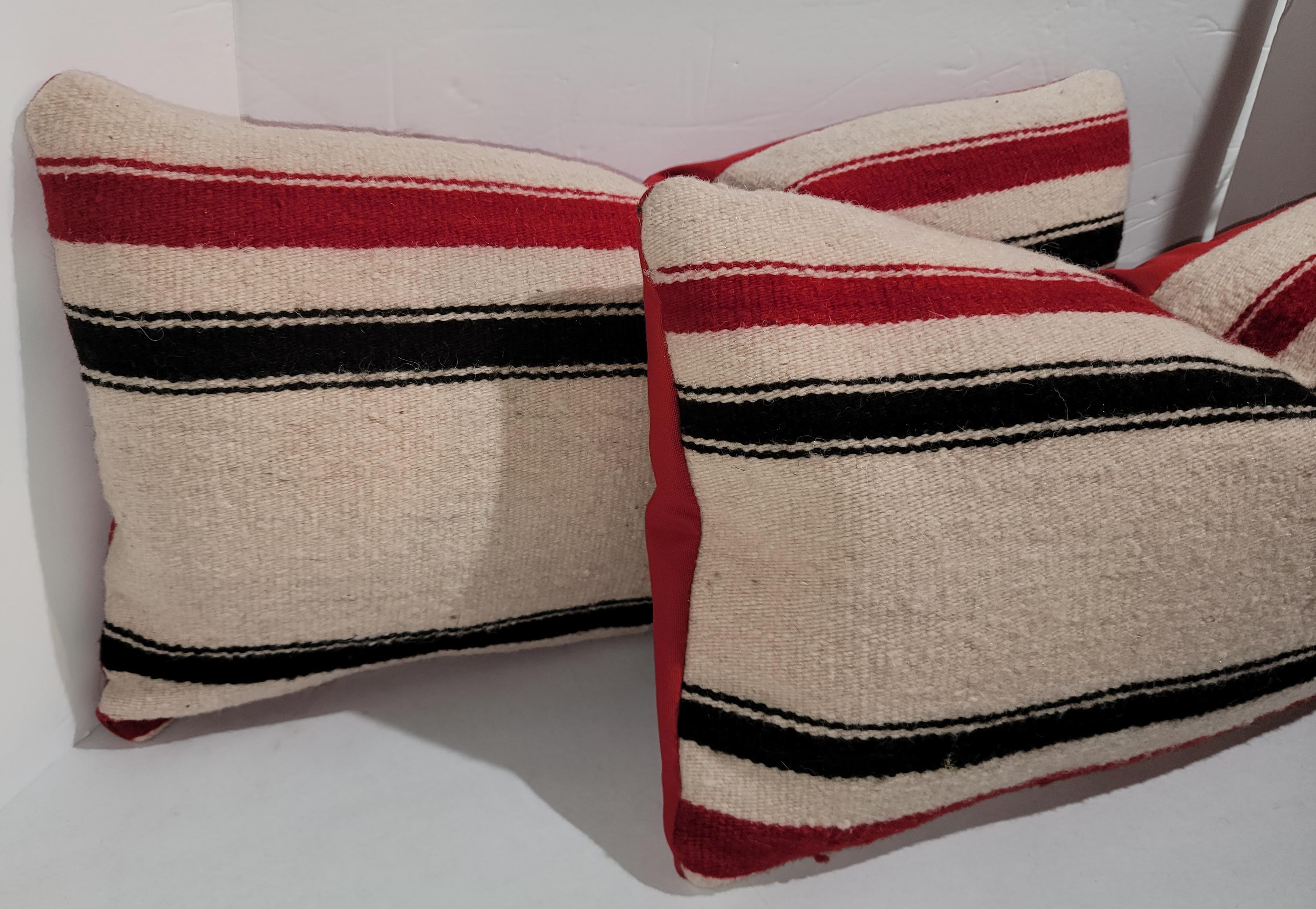 American Red And Black Stripe Saddle Blanket Pillows For Sale