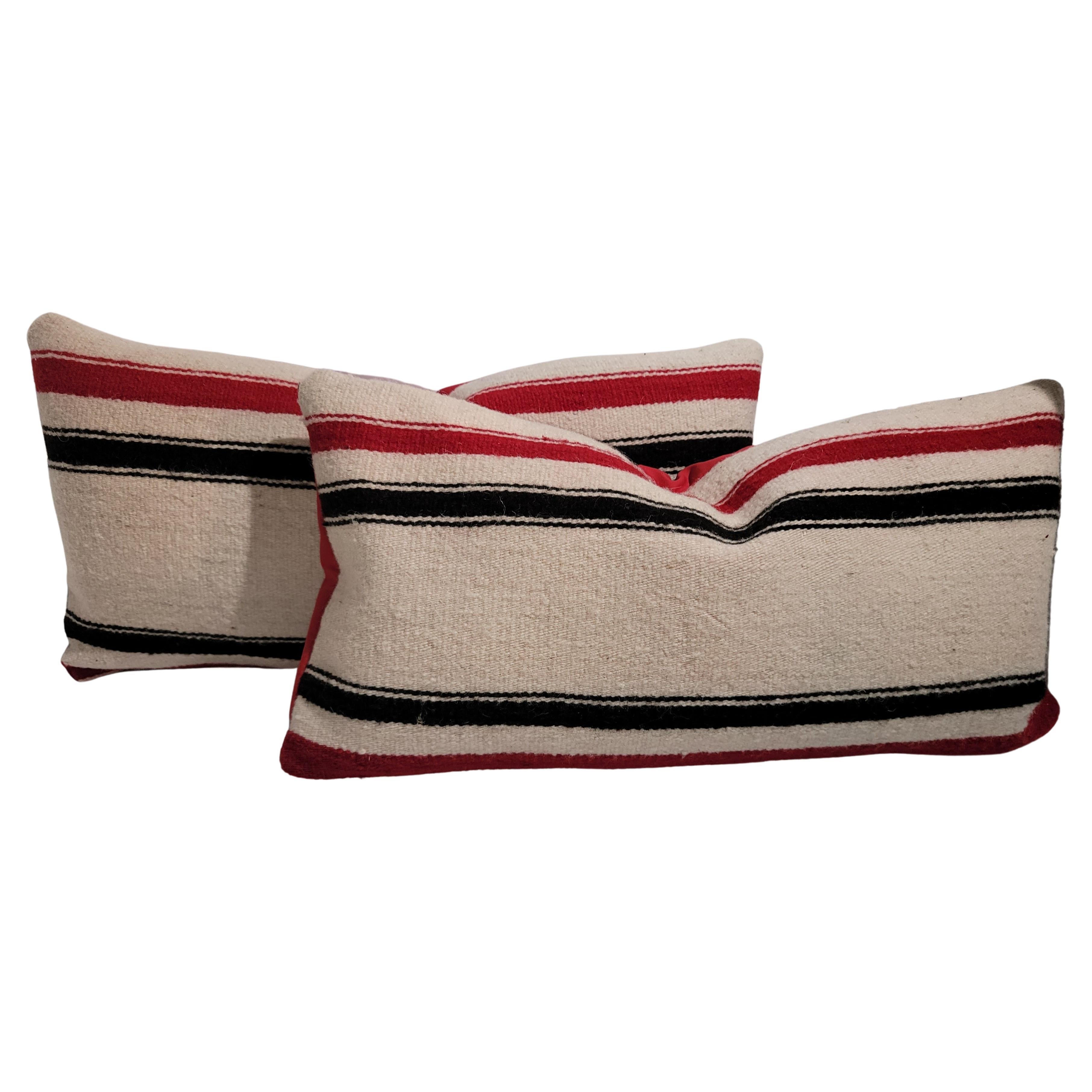 Red And Black Stripe Saddle Blanket Pillows For Sale