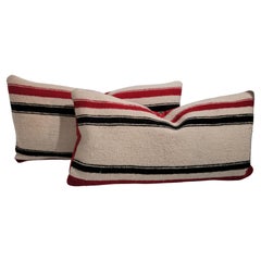 Used Red And Black Stripe Saddle Blanket Pillows