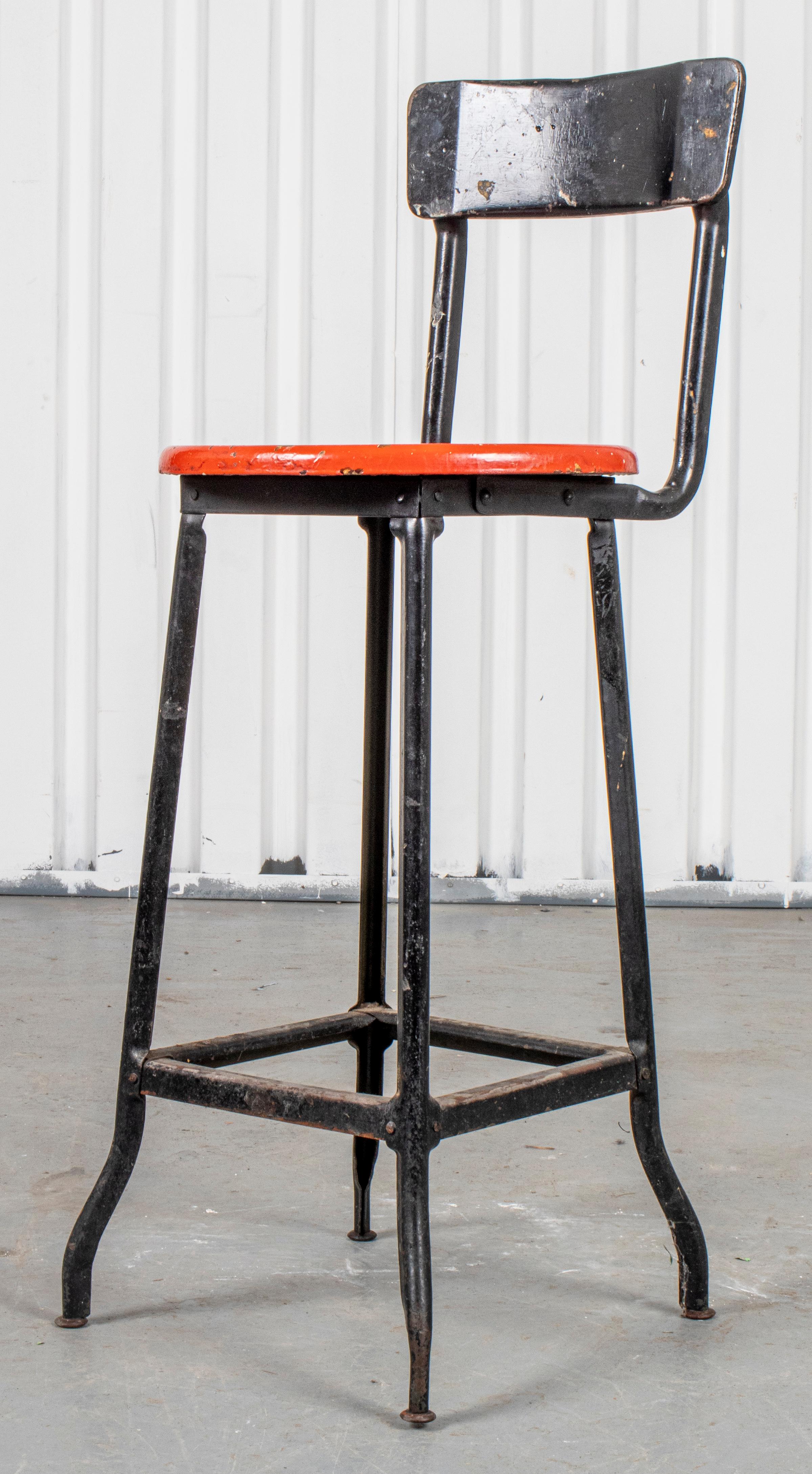 Modern Red and Black Tall Stool For Sale