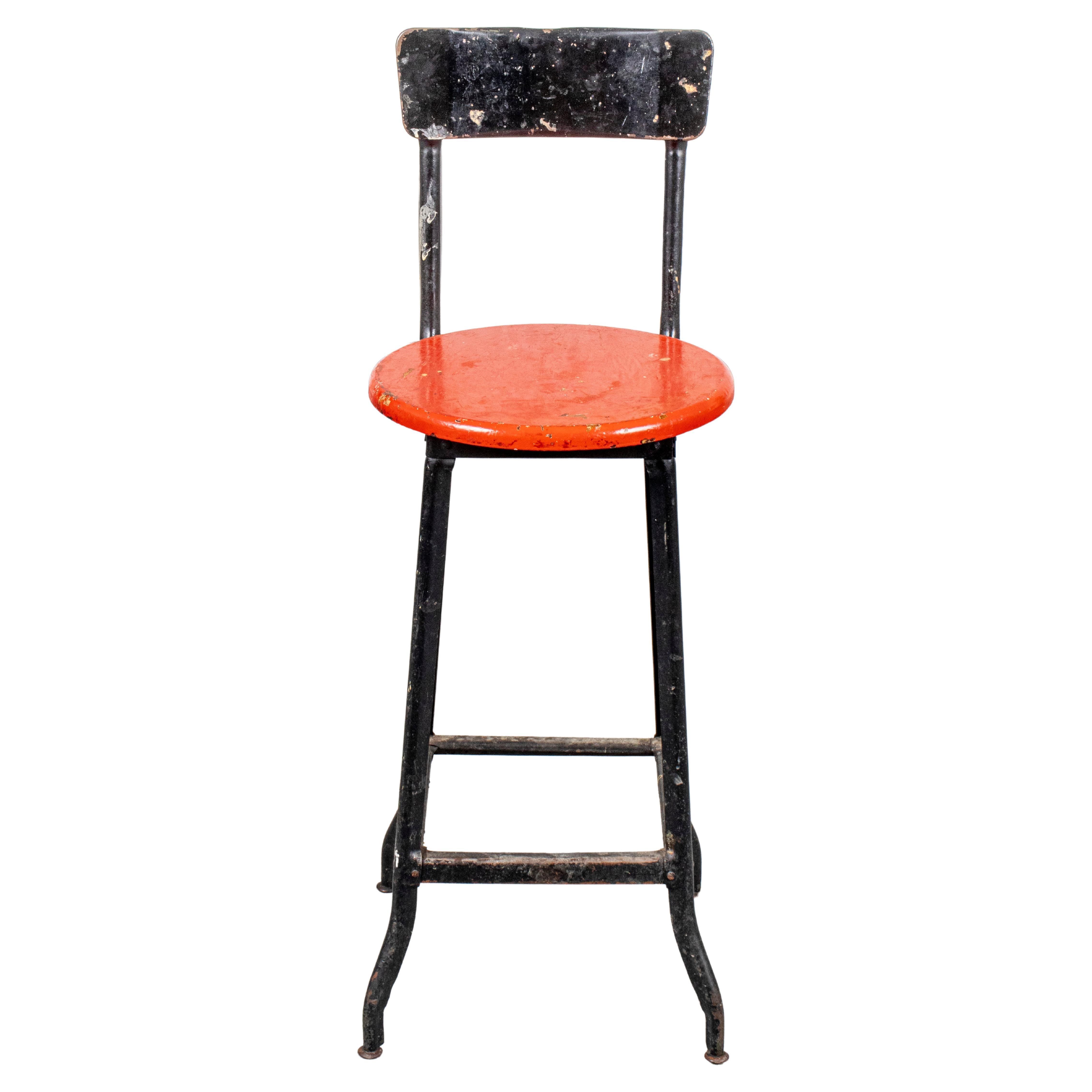 Red and Black Tall Stool For Sale