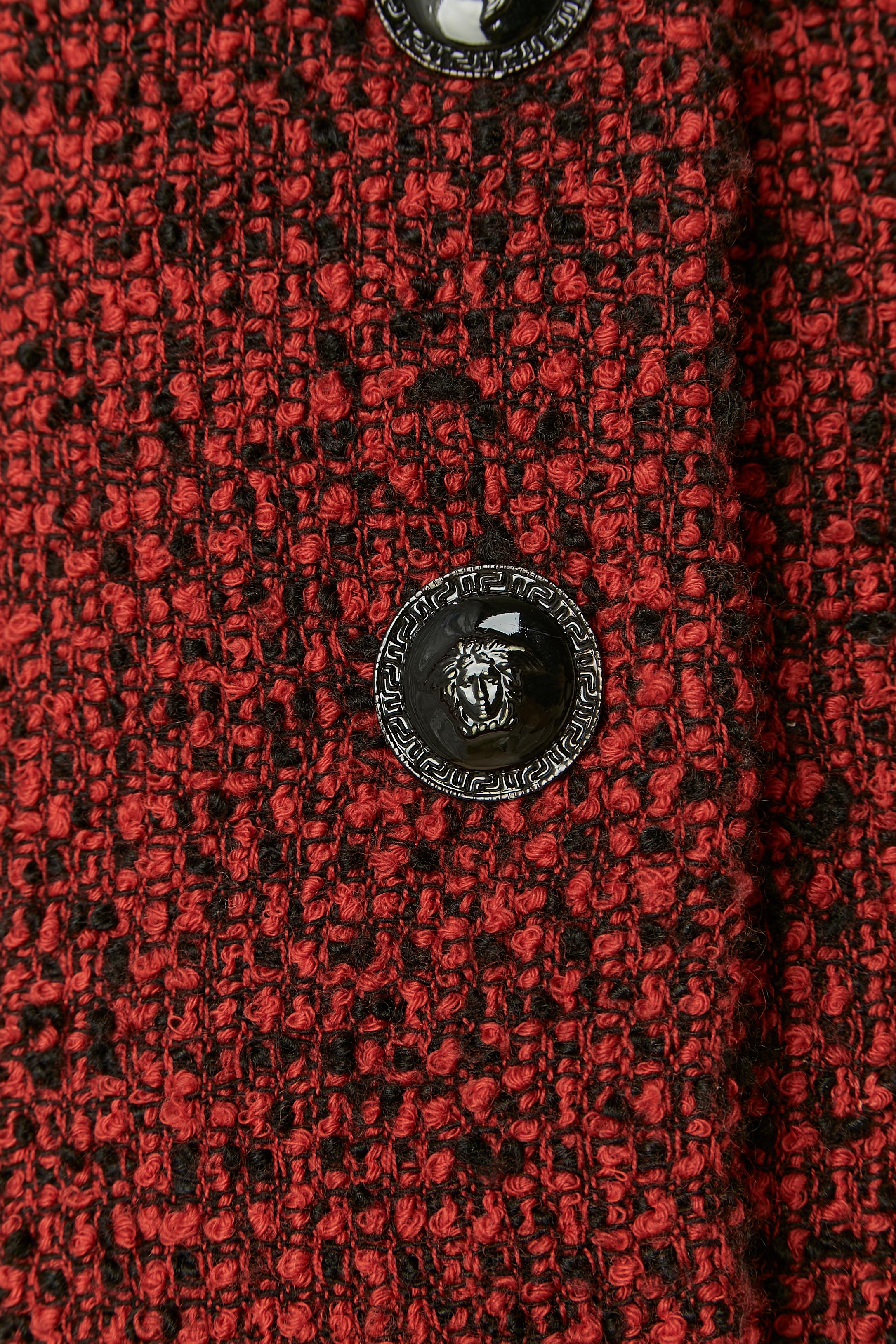 Abito con gonna in tweed rosso e nero Gianni Versace Couture In condizioni ottime in vendita a Saint-Ouen-Sur-Seine, FR