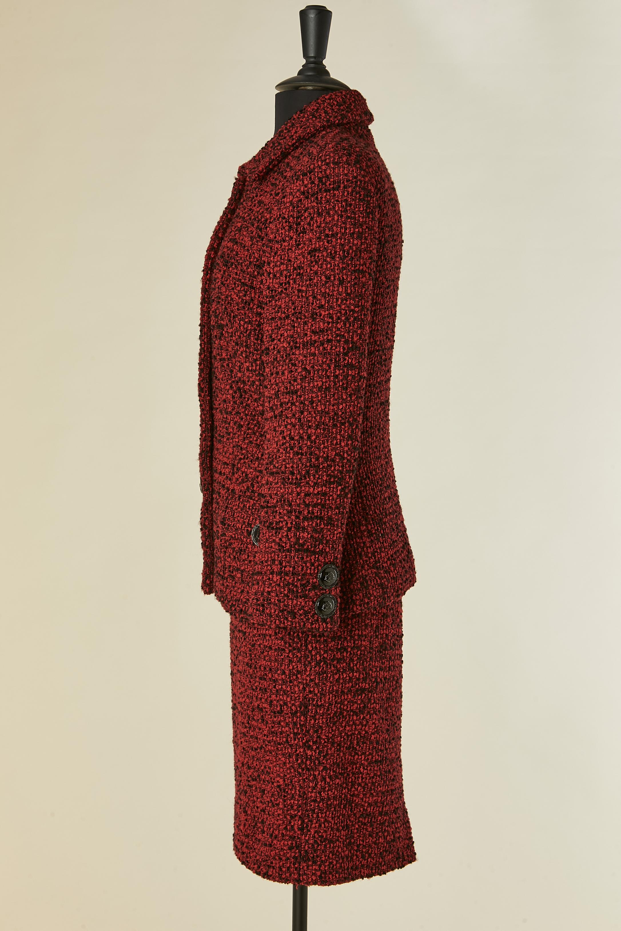 Donna Abito con gonna in tweed rosso e nero Gianni Versace Couture in vendita