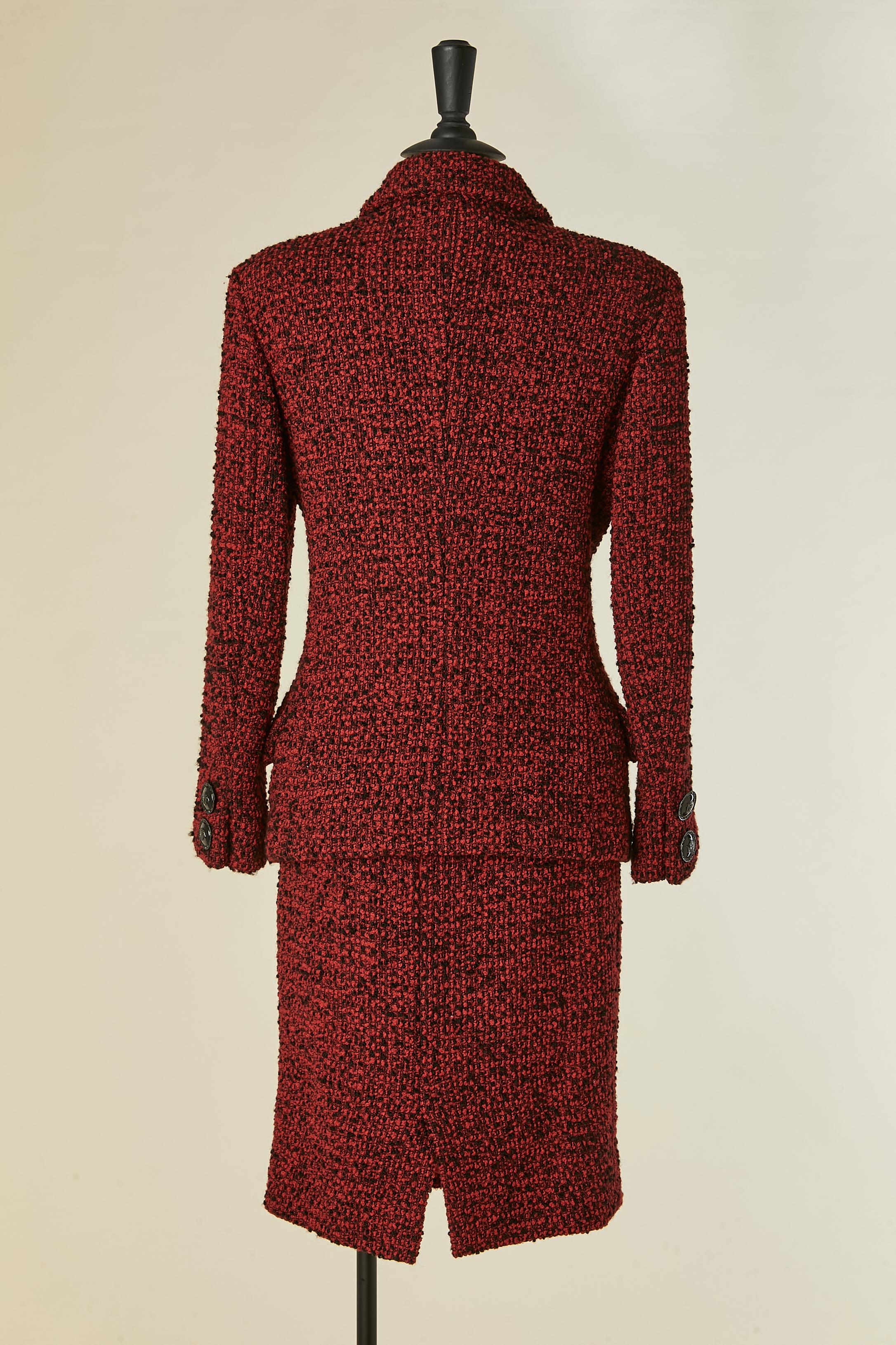 Abito con gonna in tweed rosso e nero Gianni Versace Couture in vendita 1
