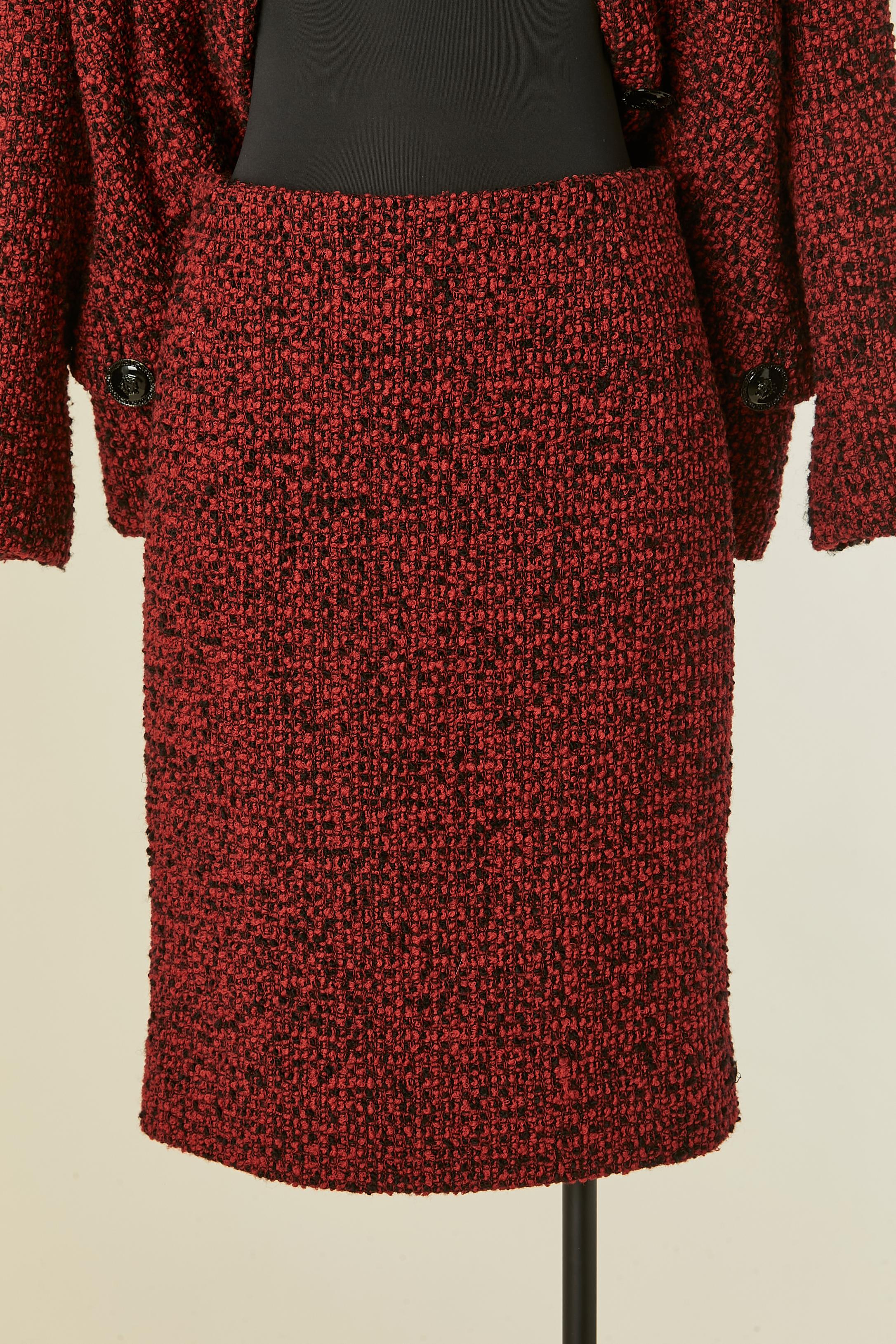 Abito con gonna in tweed rosso e nero Gianni Versace Couture in vendita 2