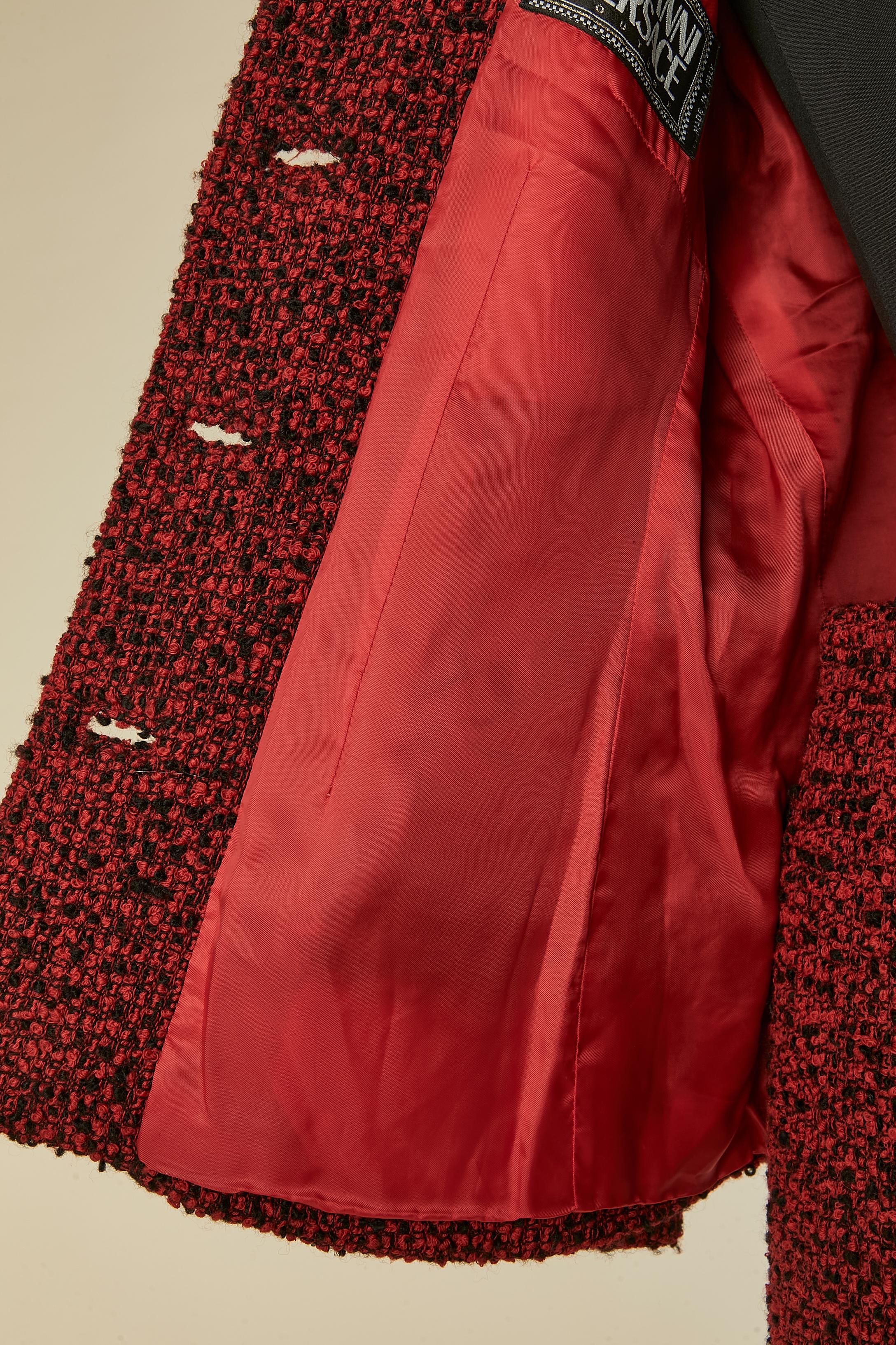 Abito con gonna in tweed rosso e nero Gianni Versace Couture in vendita 4