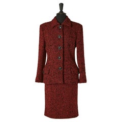 Abito con gonna in tweed rosso e nero Gianni Versace Couture