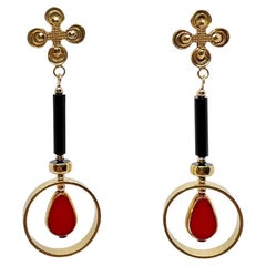 Vintage Red and Black Vienna Earrings 
