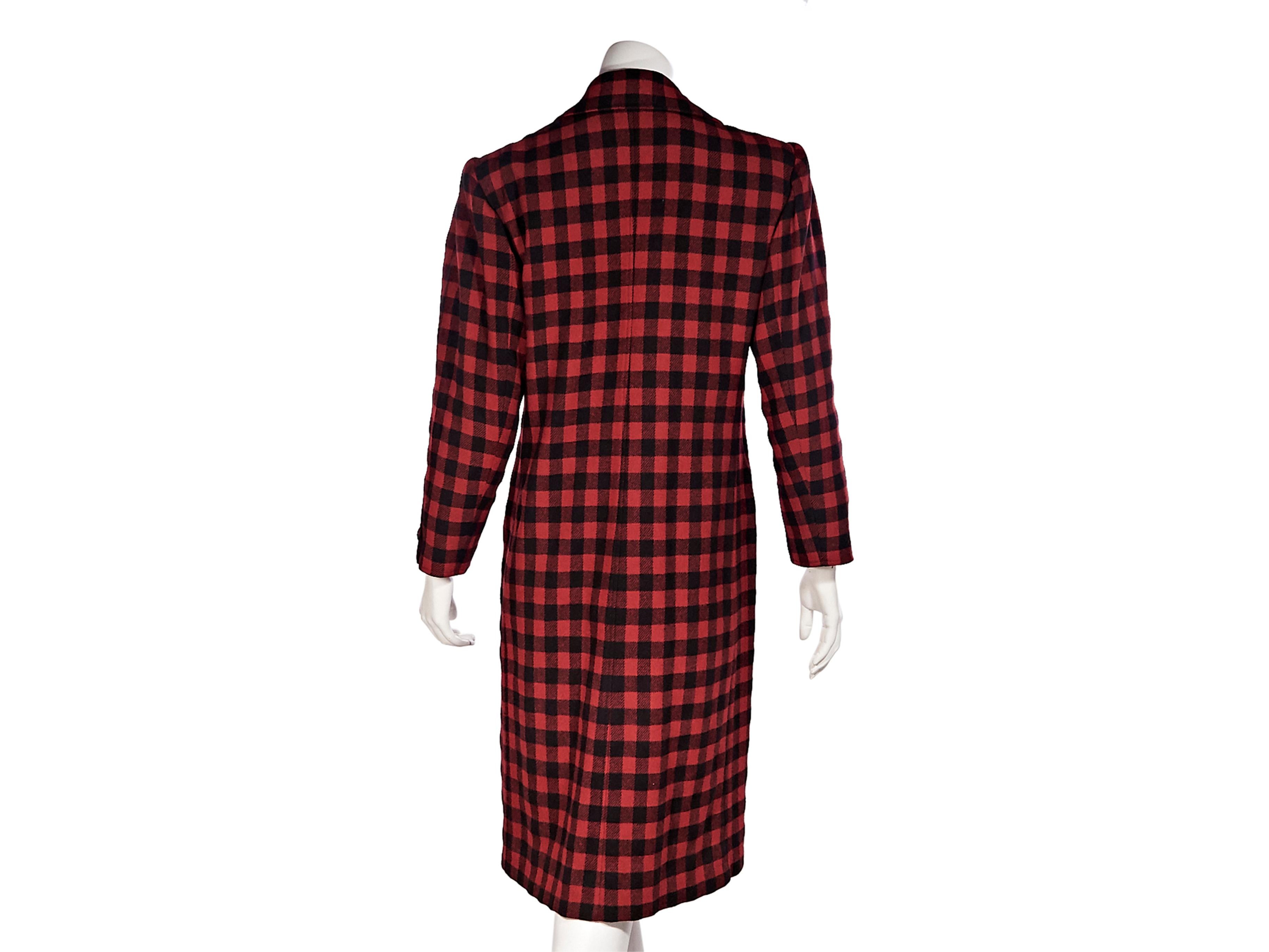 Yves Saint Laurent Red And Black Variation Wool Checkered Jacket In Good Condition In New York, NY