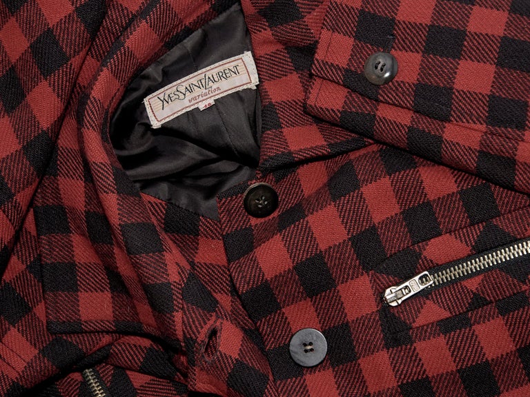 Yves Saint Laurent Red And Black Variation Wool Checkered Jacket at 1stDibs