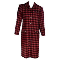 Vintage Yves Saint Laurent Red And Black Variation Wool Checkered Jacket