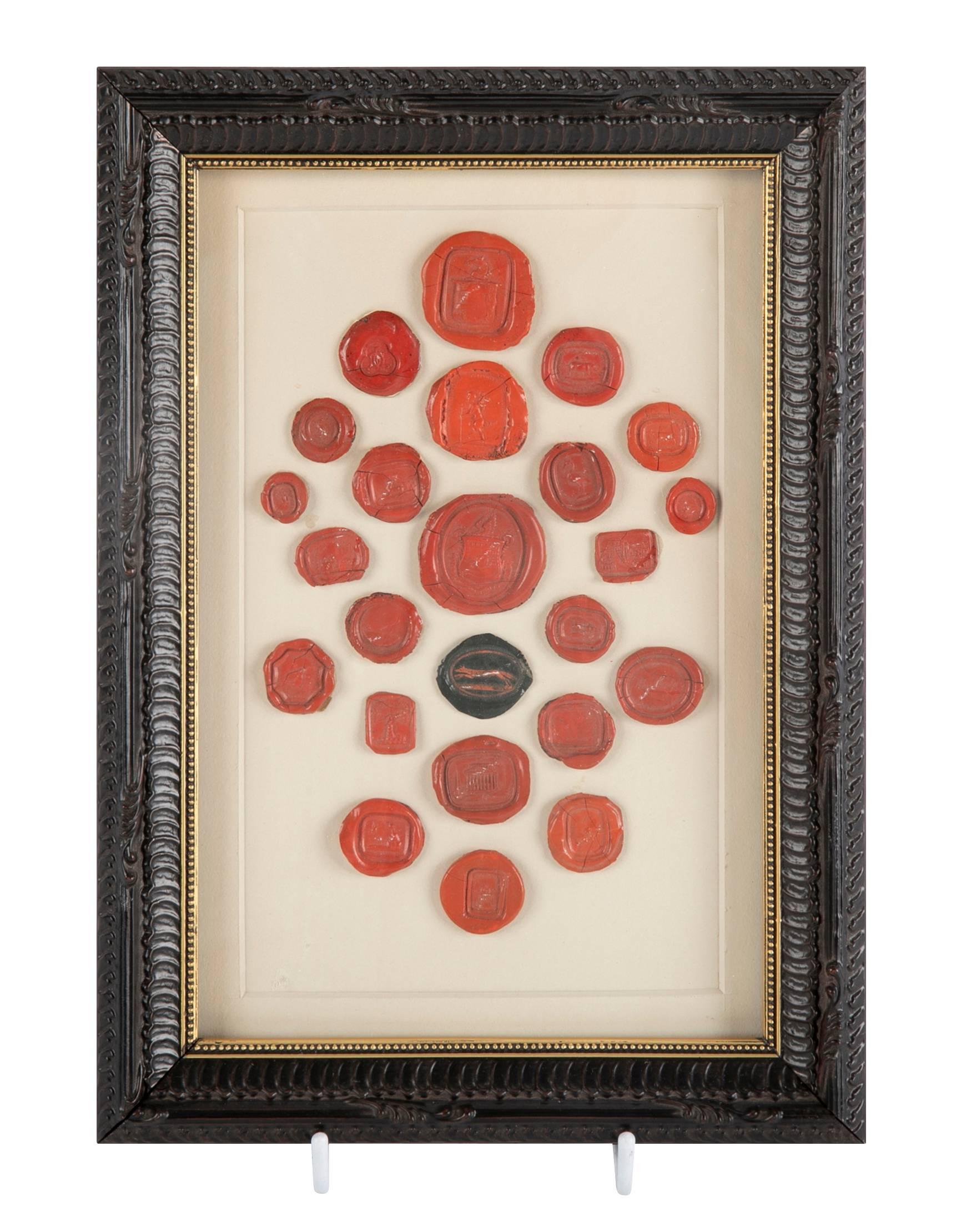 Red and Black Wax Intaglio Seal Collection, Set of Four In Excellent Condition In Stamford, CT
