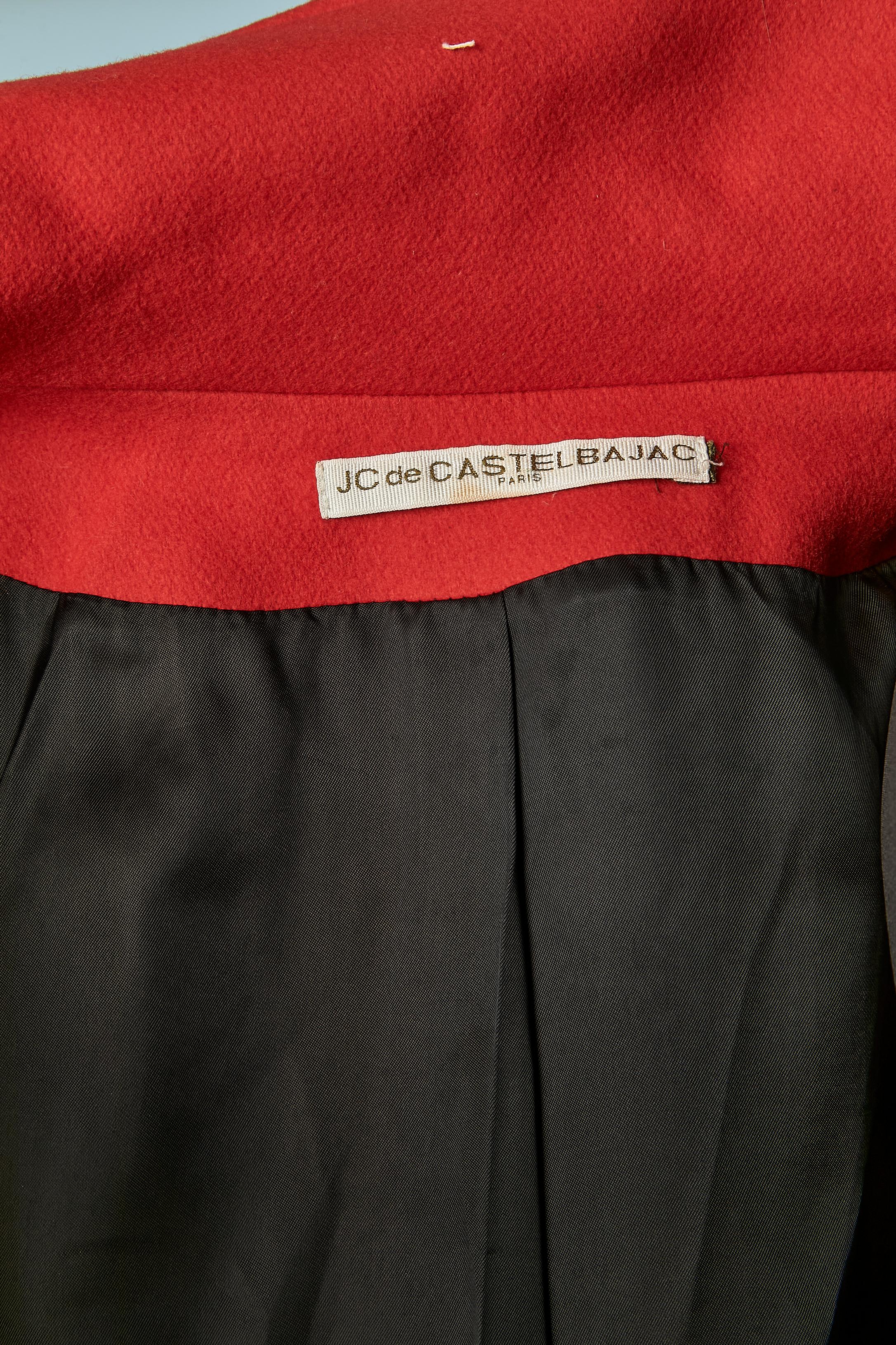 Red and black wool coat with one oversize button JC DE CASTELBAJAC For Sale 2