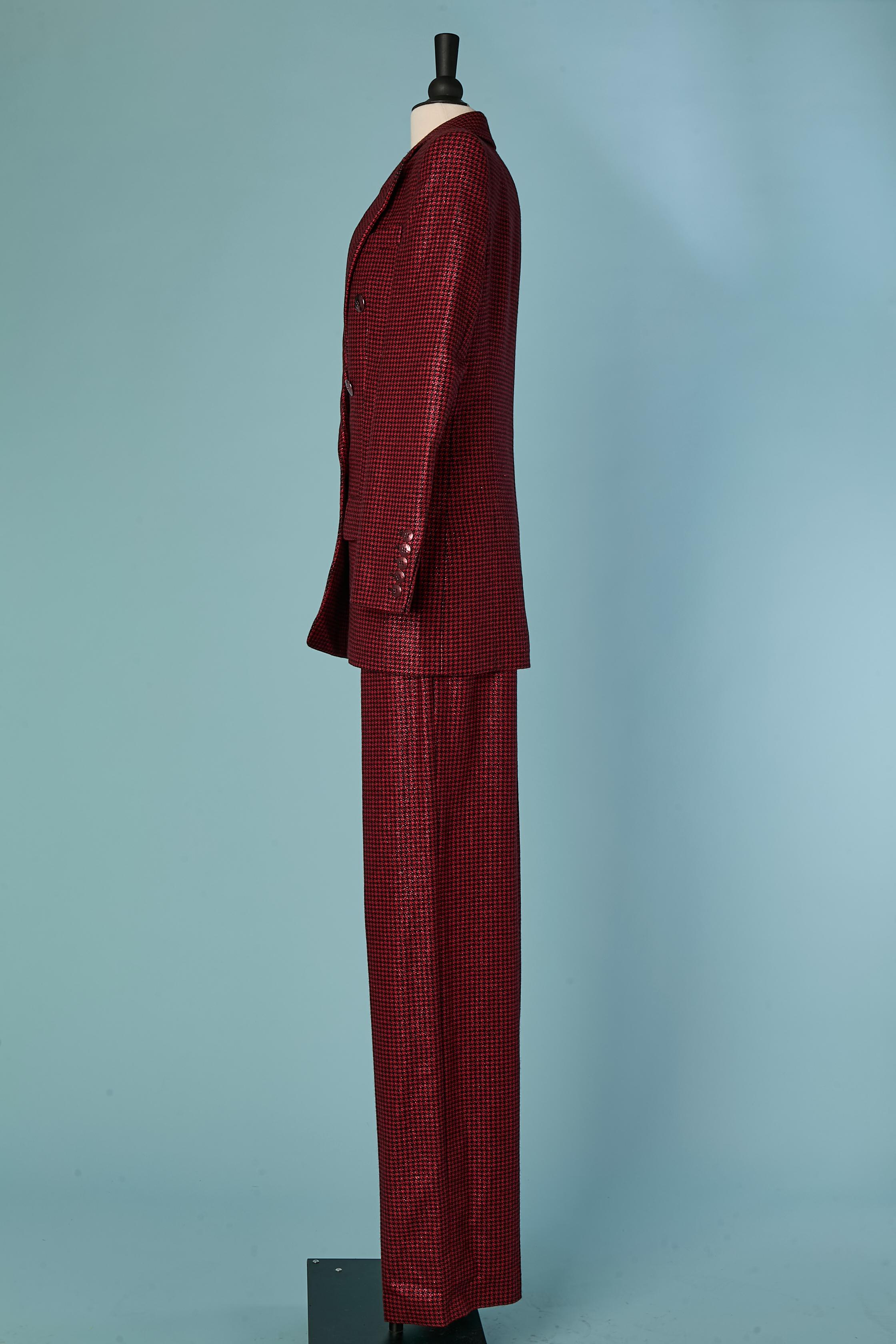 Red and black wool Pied de poule trouser suit ALEXANDRE VAUTHIER For ...