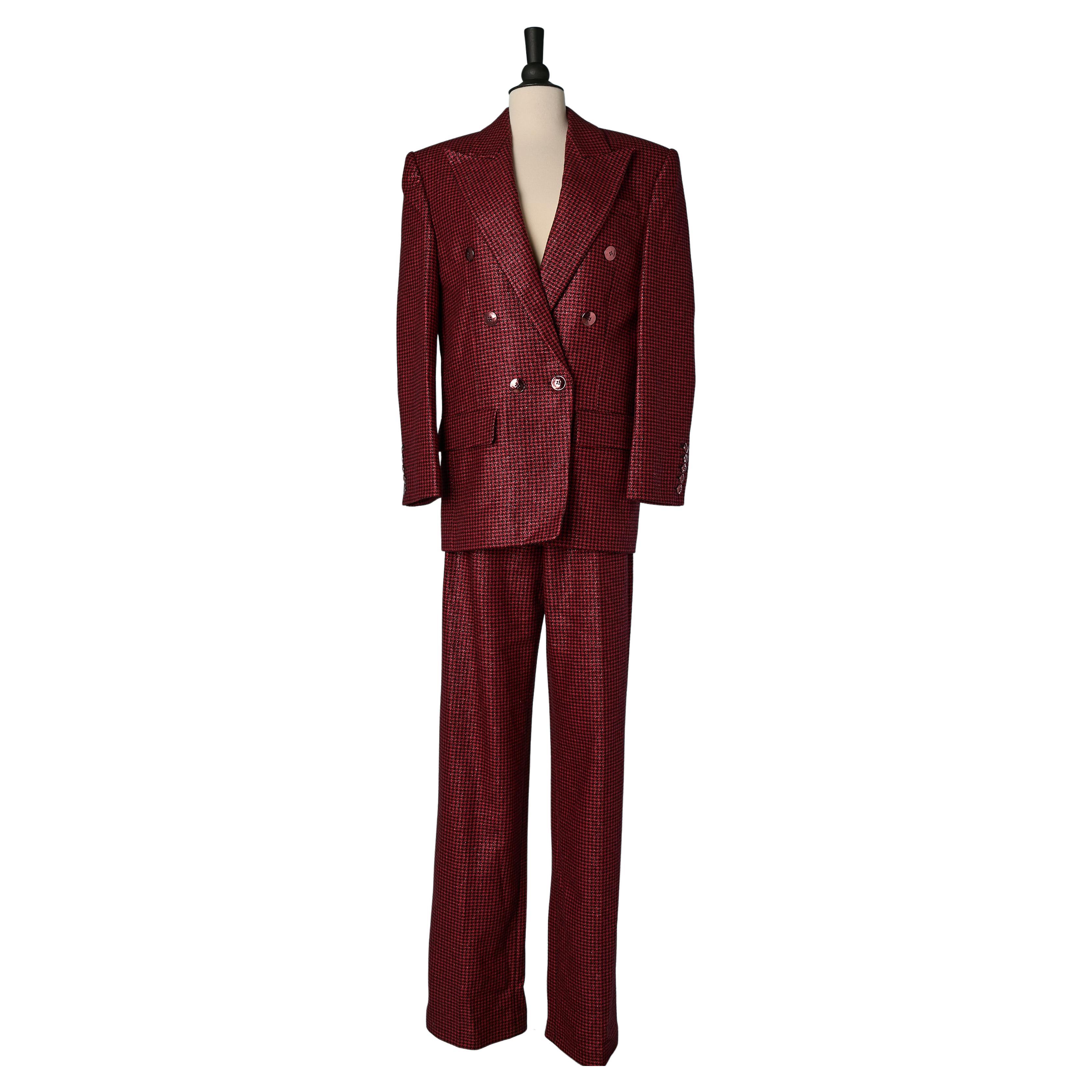 Red and black wool Pied de poule trouser suit ALEXANDRE VAUTHIER For Sale