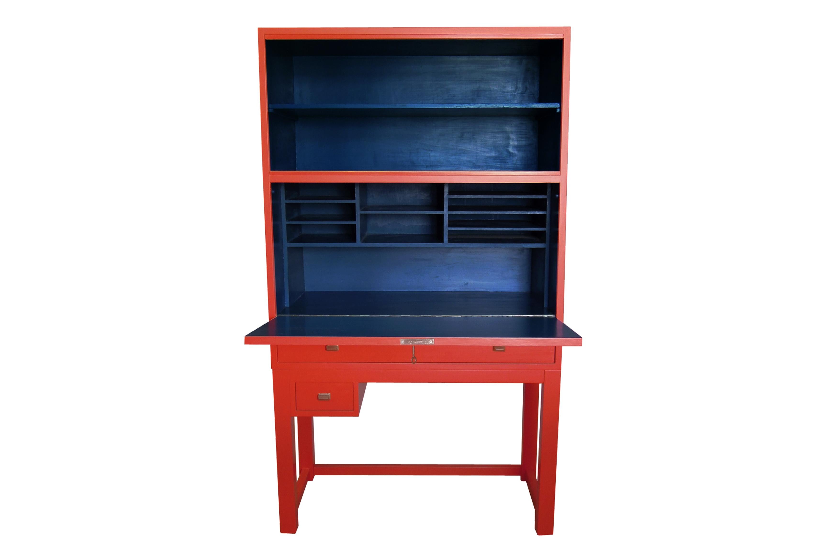 Czech Red and Blue Cabinet For Sale