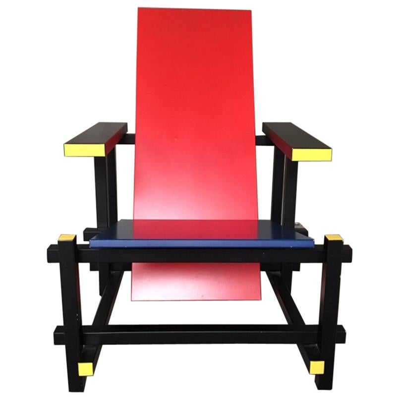 Red and Blue Chair by Gerrit Rietveld For Sale