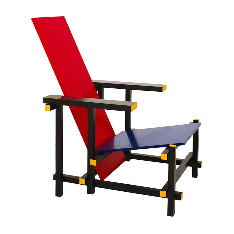 Dutch Red and Blue Chair Designed by Gerrit T. Rietveld for Cassina For Sale