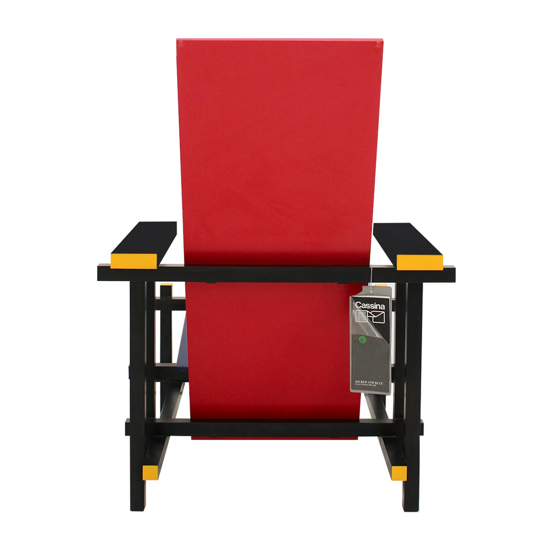 Modern Red and Blue Chair Designed by Gerrit T. Rietveld for Cassina
