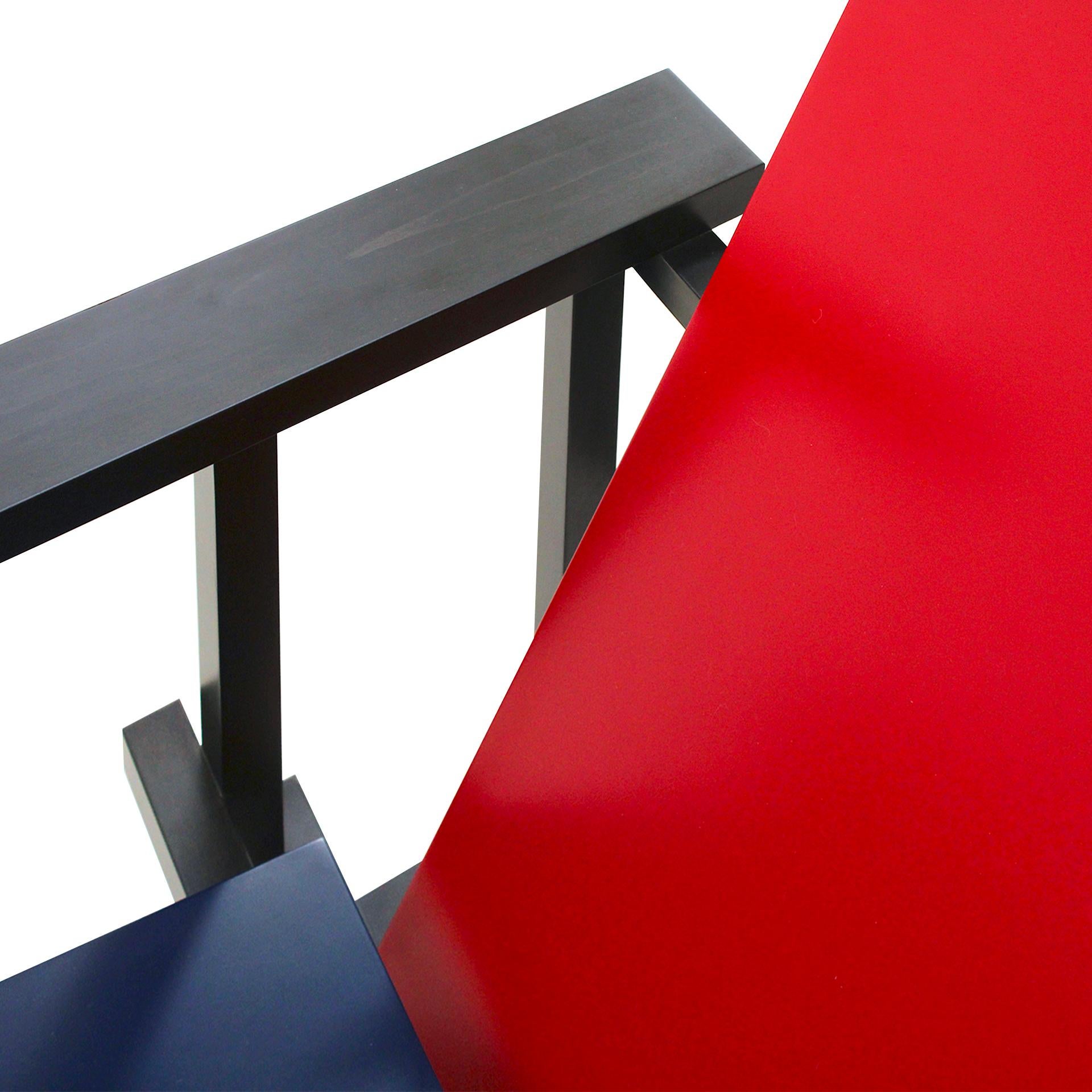 Lacquered Red and Blue Chair Designed by Gerrit T. Rietveld for Cassina
