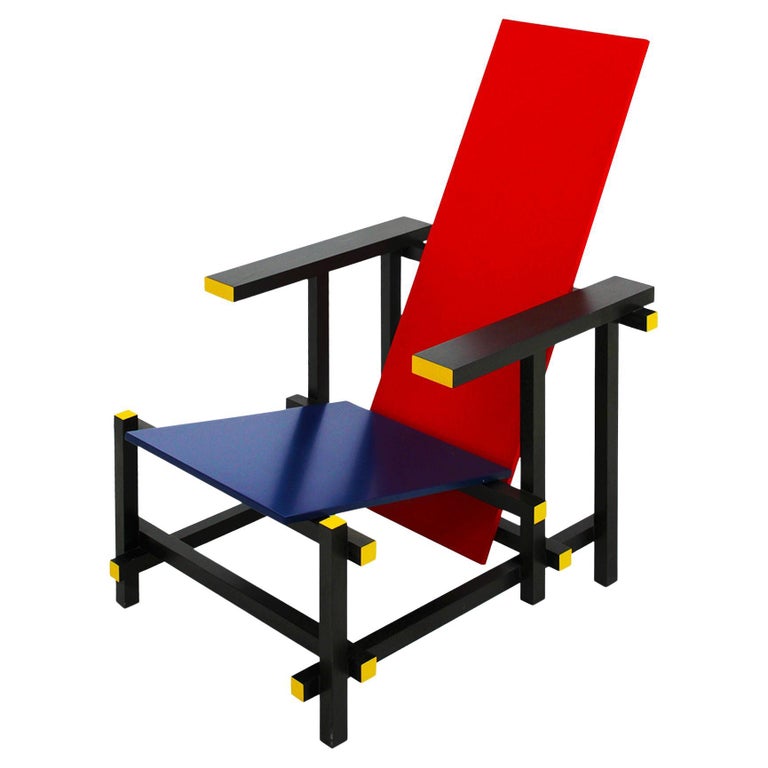 Red and Blue Chair Designed by Gerrit T. Rietveld for Cassina For Sale