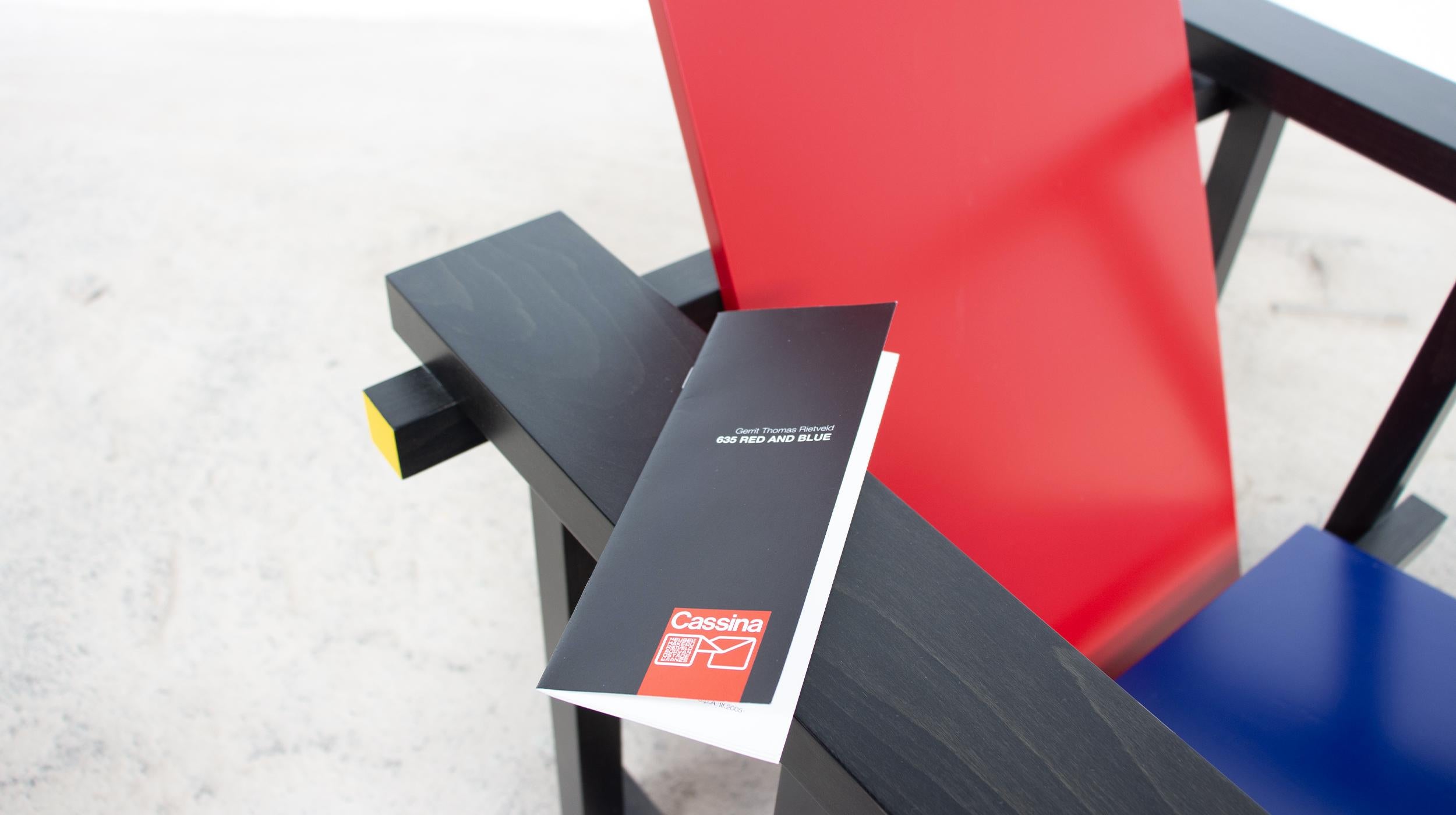 Early 20th Century Red and blue chair Gerrit Rietveld for Cassina For Sale