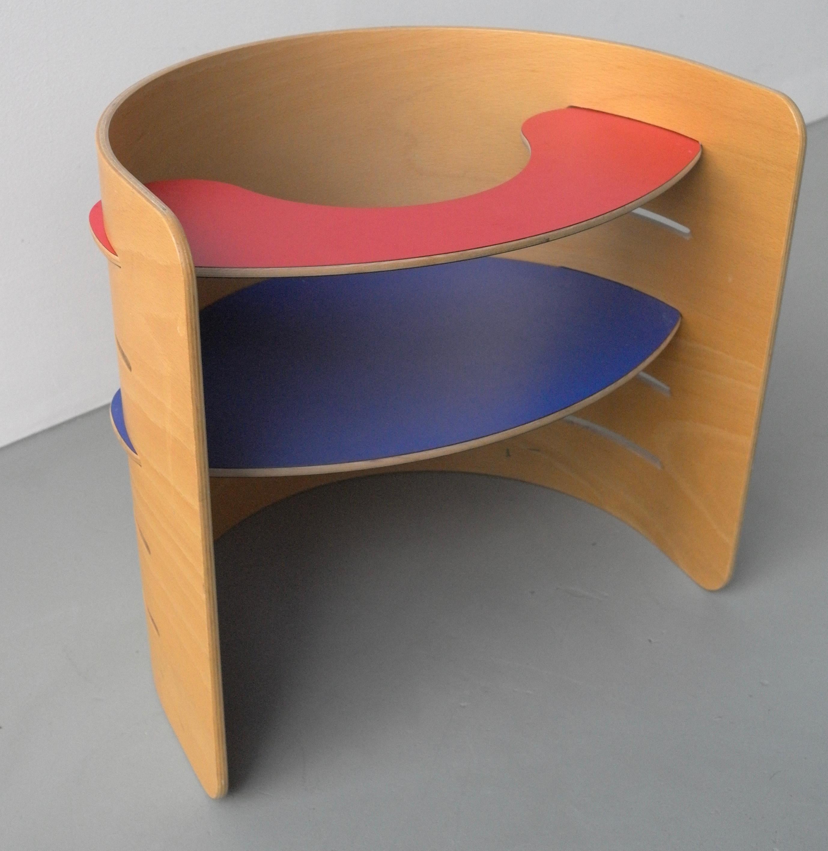 Mid-Century Modern Red and Blue Child's Chair by Architect Kristian Vedel, Denmark, 1952