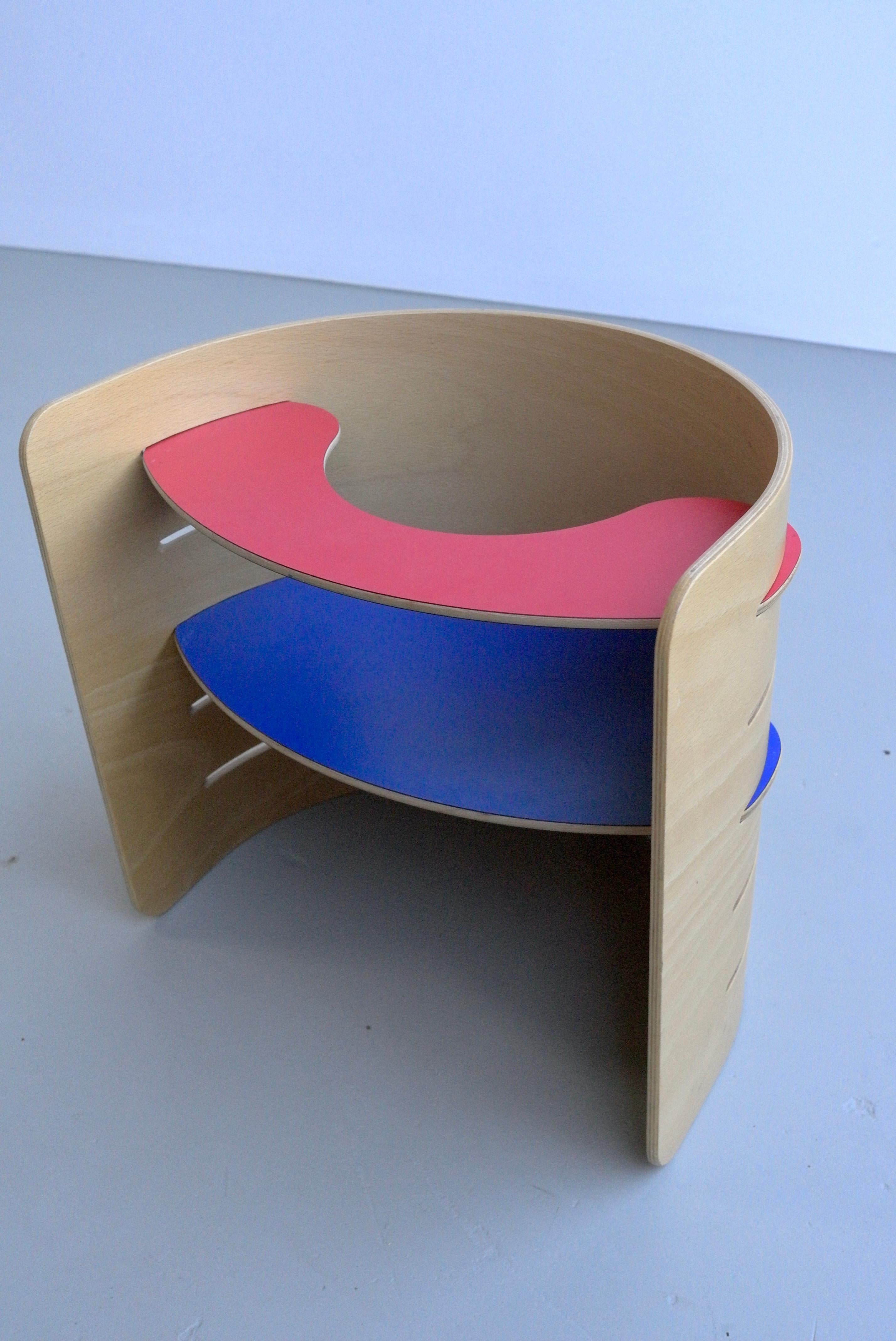 Red and Blue Child's Chair by Architect Kristian Vedel, Denmark, 1952 In Good Condition In Den Haag, NL