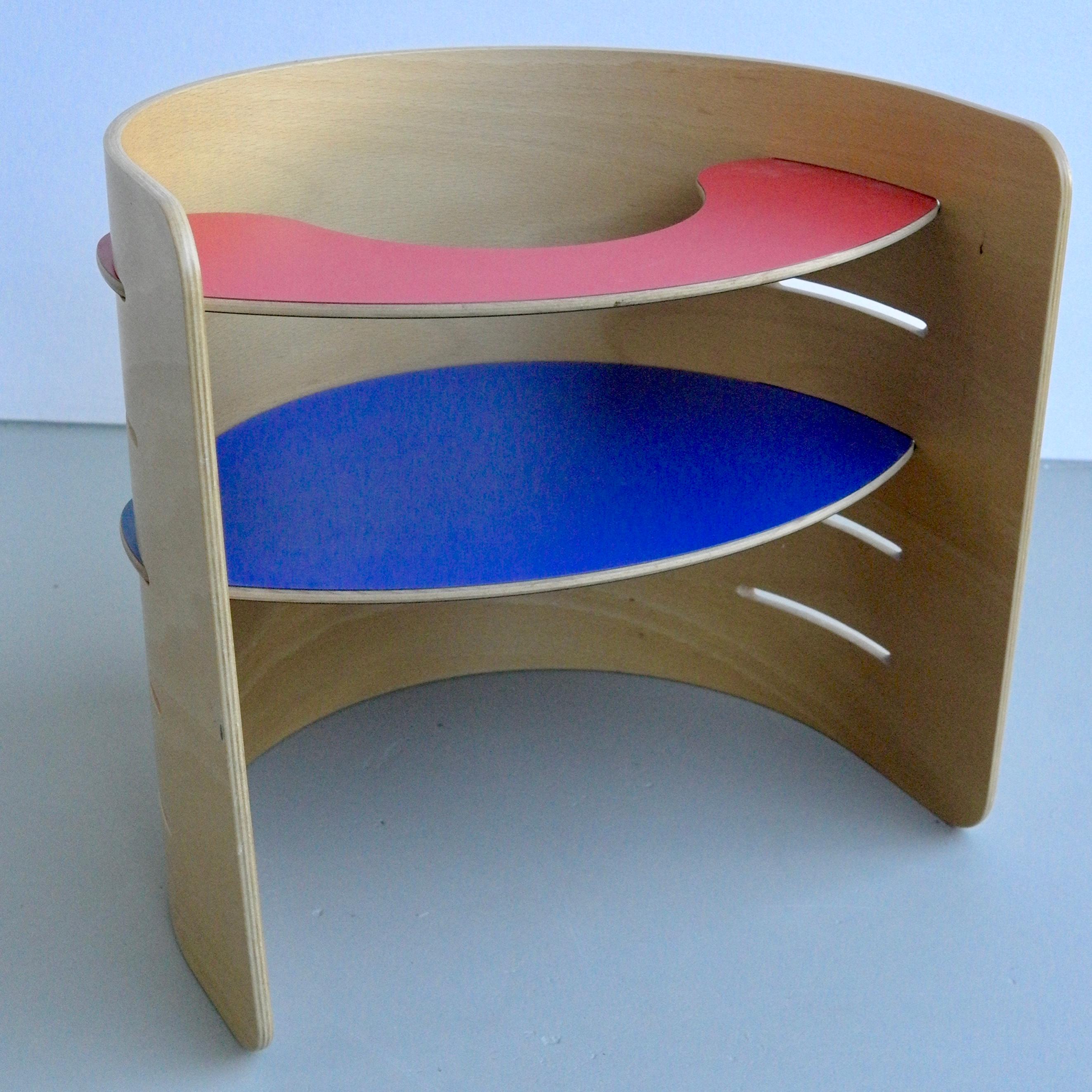 Late 20th Century Red and Blue Child's Chair by Architect Kristian Vedel, Denmark, 1952