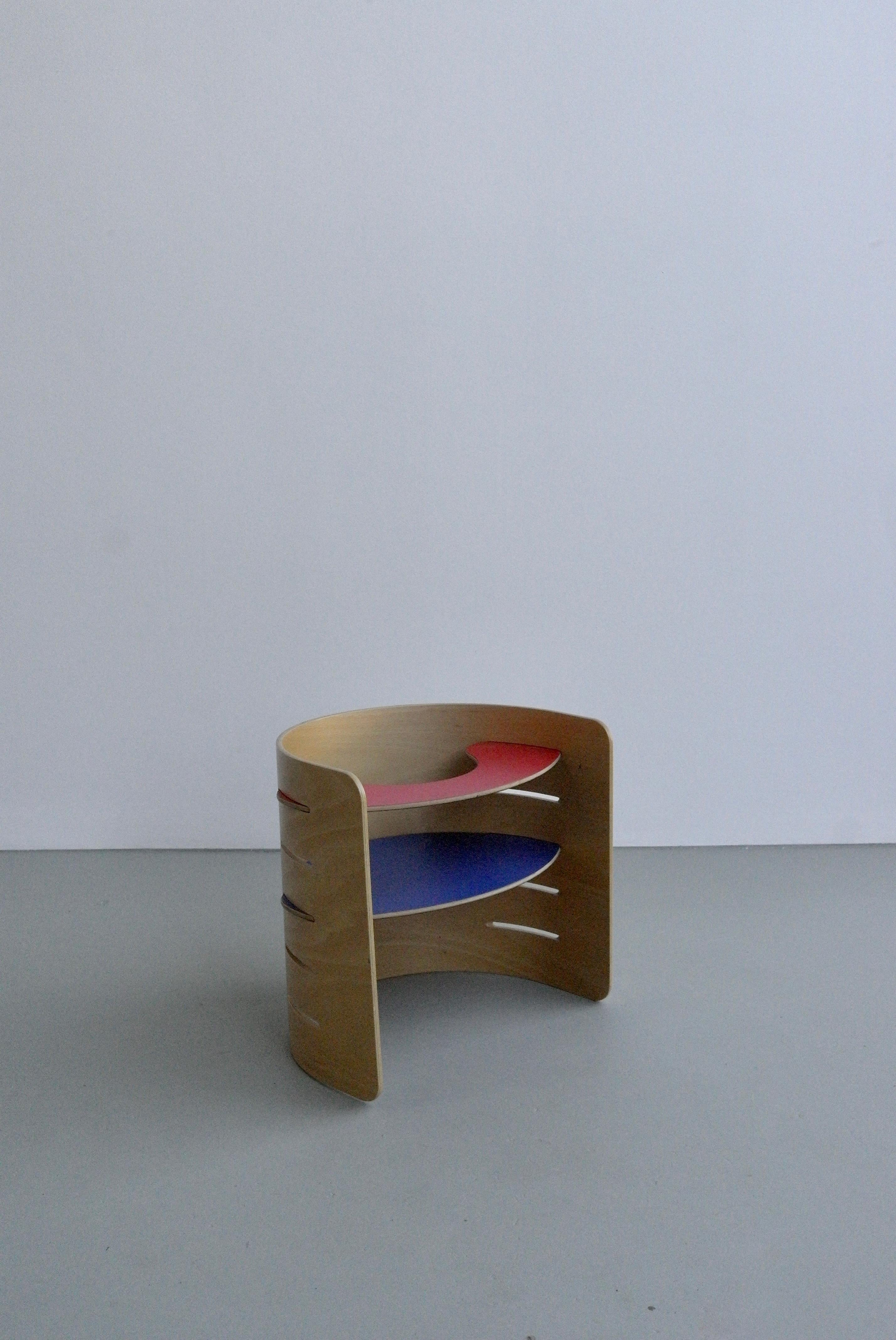 Red and blue child's chair by Architect Kristian Vedel, designed in Denmark, 1952
Kristian Vedel was one of the first to take the design of furniture for children seriously. The result is a functional, modern looking chair taking into account the