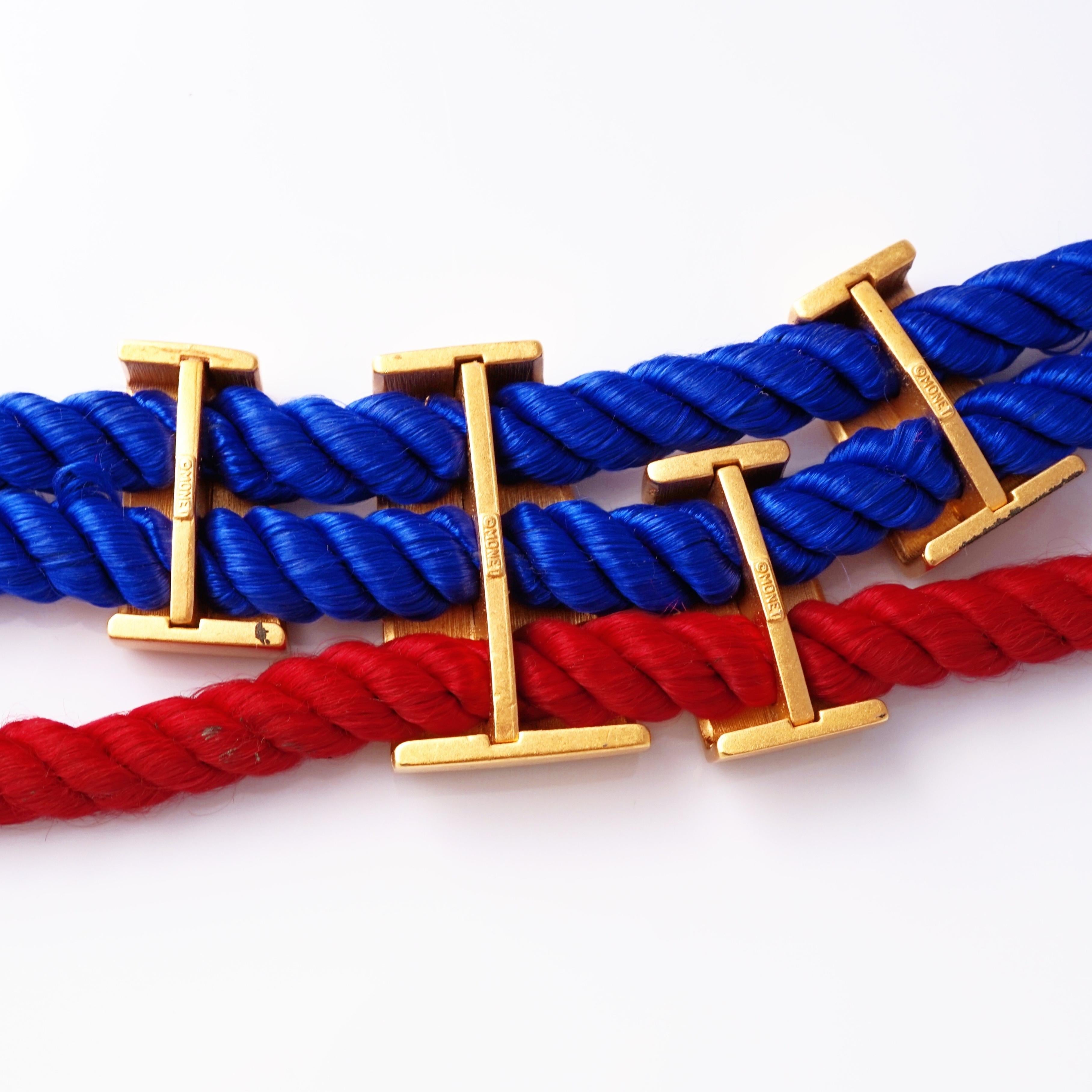 Collier de corde moderniste rouge et bleu 