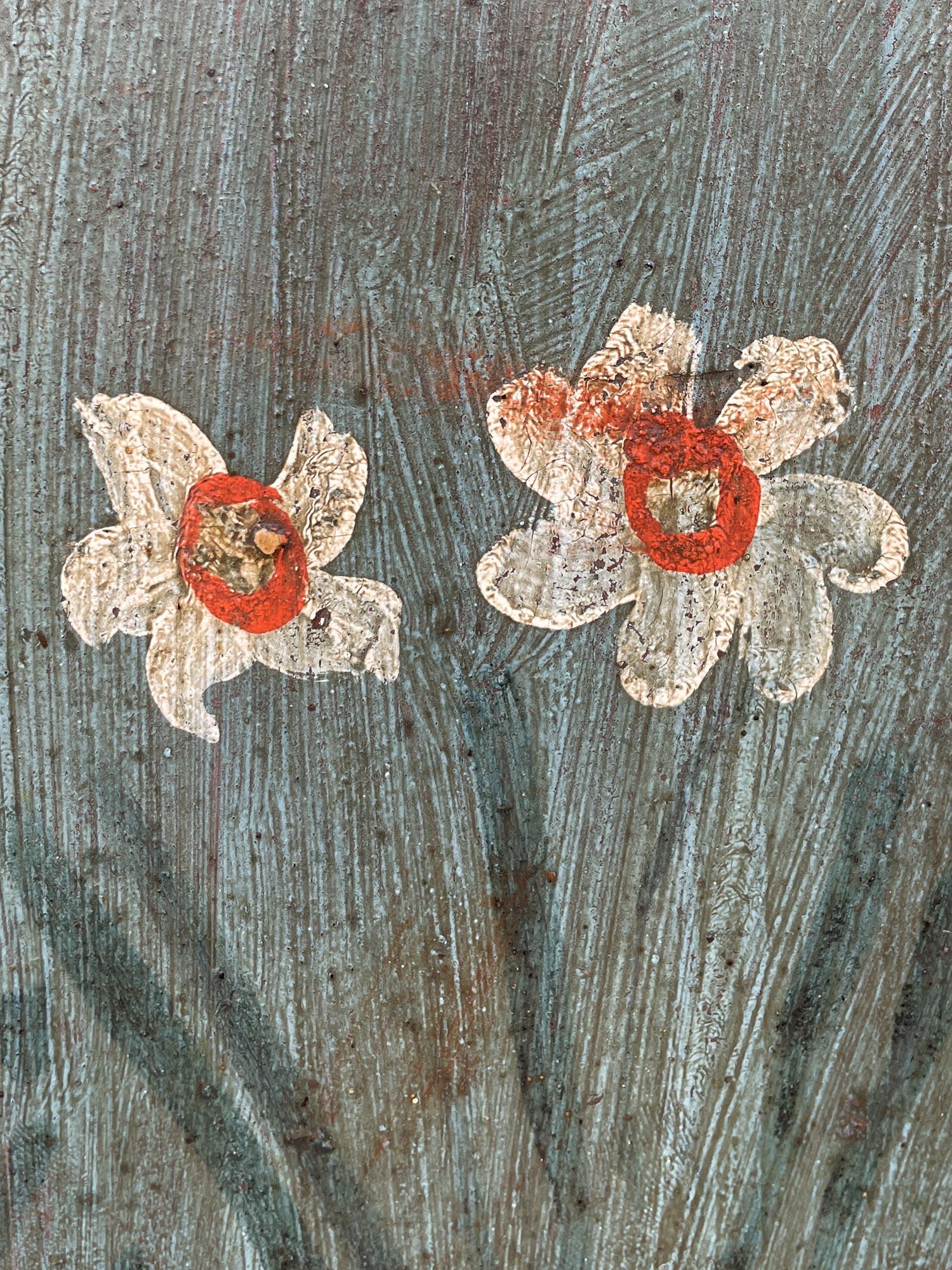 Red and Blue FLoral Painted Cupboard - 1793 in vendita 6