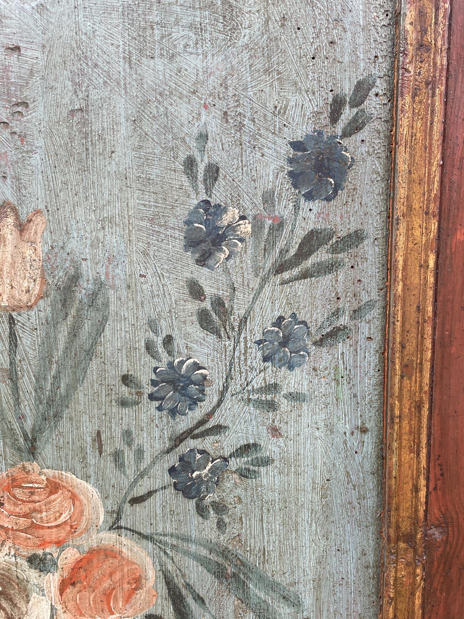 Red and Blue FLoral Painted Cupboard - 1793 in vendita 8