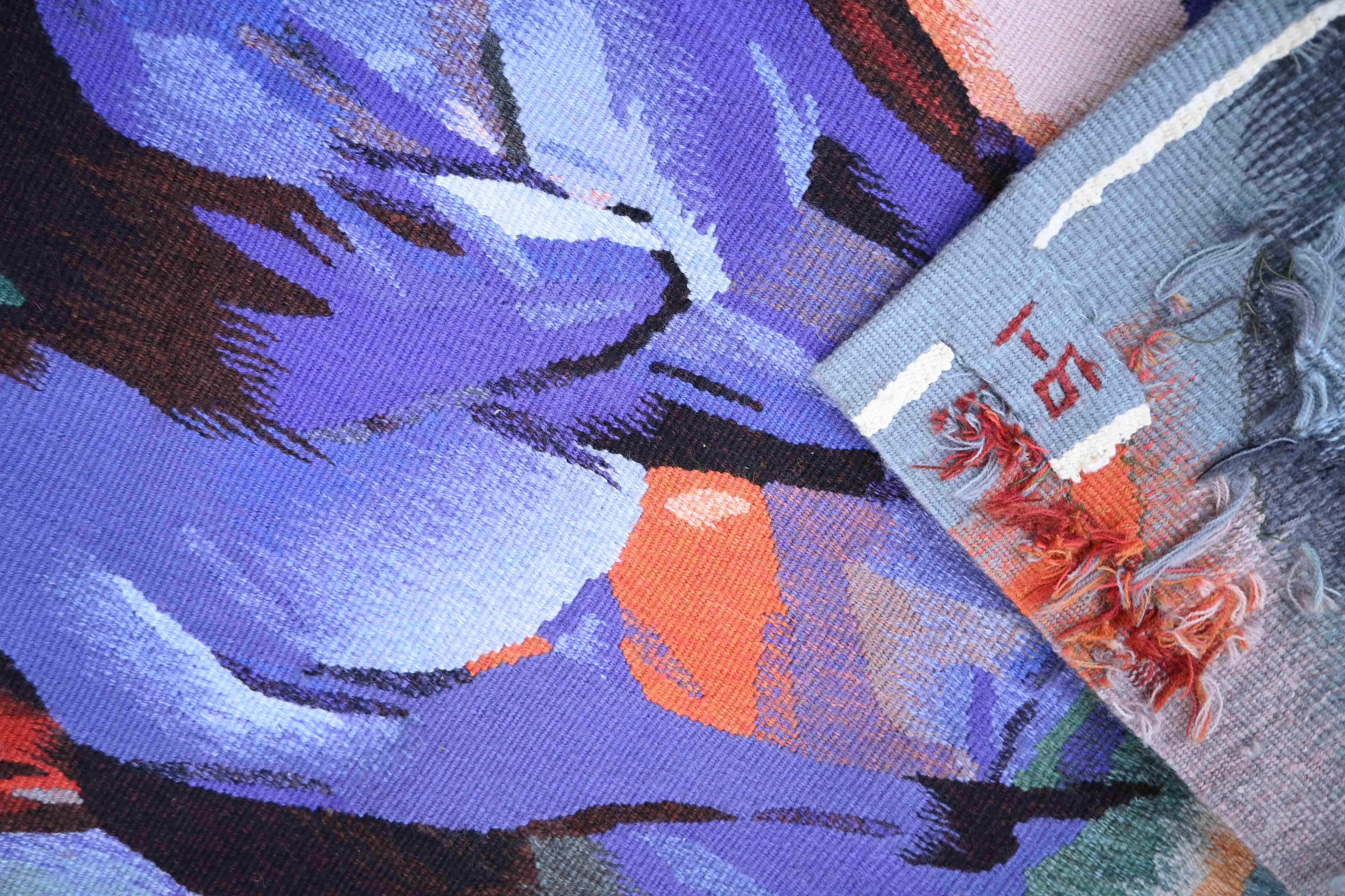 Rotes und blaues Pferd, Franz Marc - Französischer Aubusson-Teppich -152lxh112 - Nr. 1486 (Wolle) im Angebot