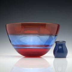 Red and Blue Mike Hunter Triple Incalmo Glass Bowl