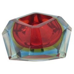 Posacenere di Murano rosso e blu degli anni '60