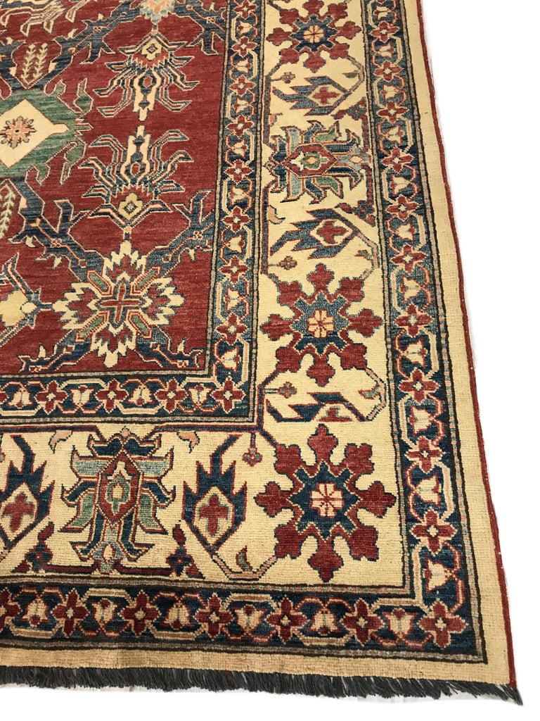Red and Blue Traditional Wool Area Rug For Sale at 1stDibs