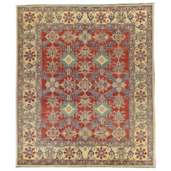 Tapis traditionnel en laine rouge et bleu