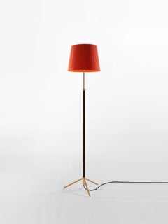 Red and Brass Pie de Salón G3 Floor Lamp by Jaume Sans